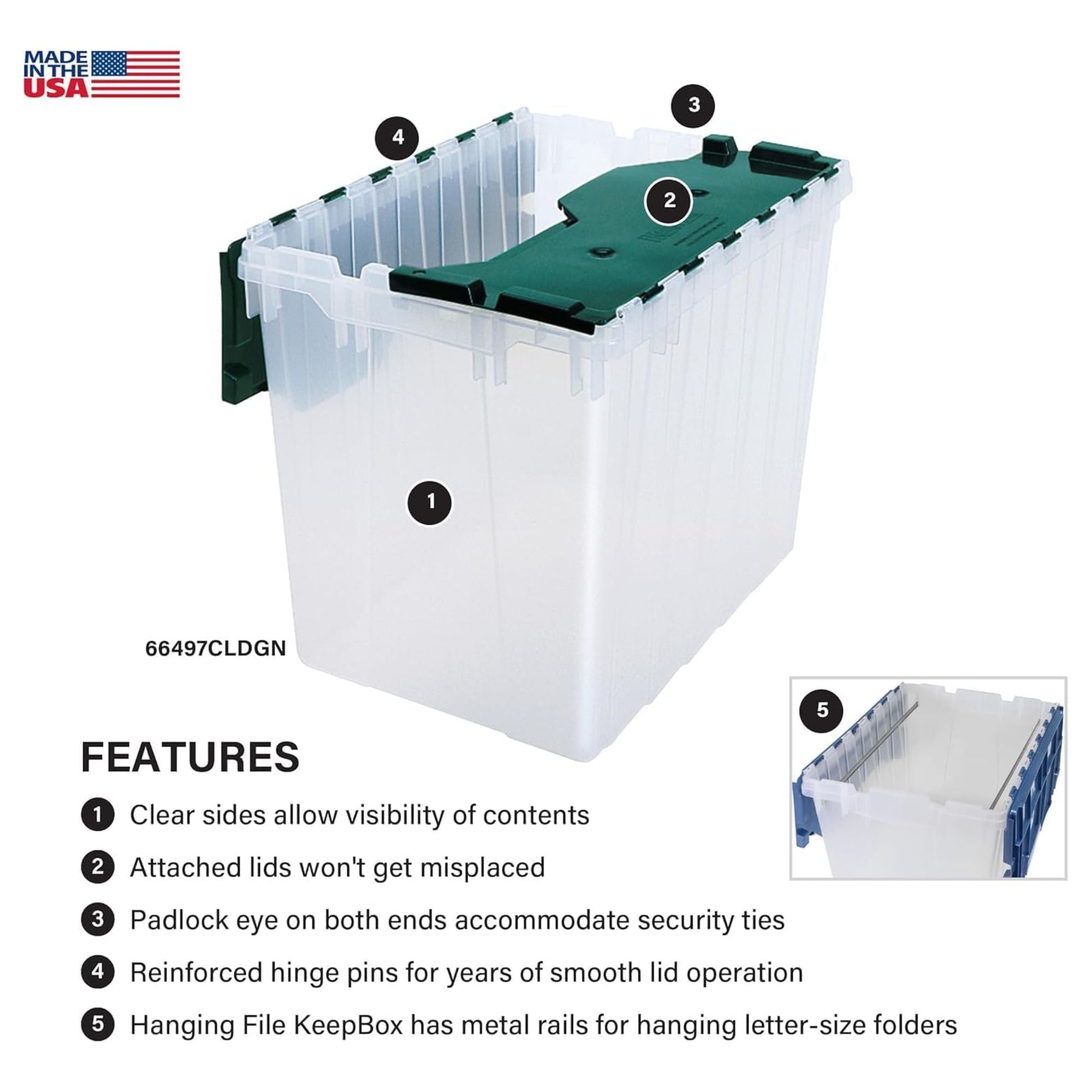 Akro-Mils KeepBox 18 Gal Plastic Storage Bin, Stackable Tote w/ Lid (Open Box) - VMInnovations