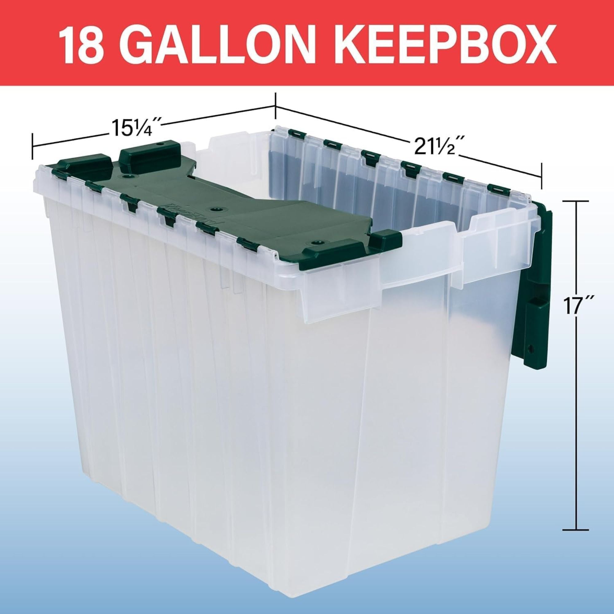 Akro-Mils KeepBox 18 Gal Plastic Storage Bin, Stackable Tote w/ Lid (Open Box) - VMInnovations