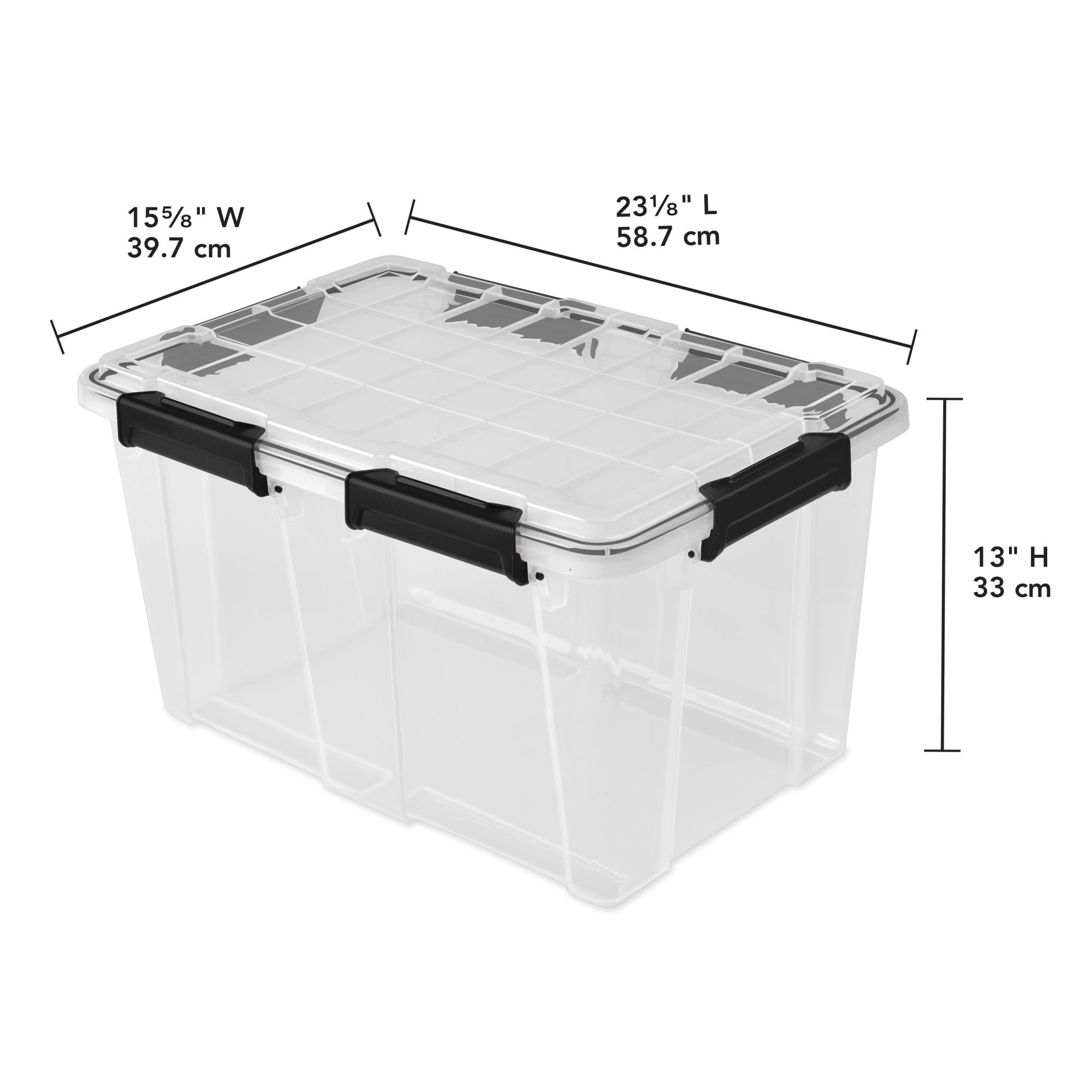Sterilite 54 Qt Gasket Box, Stackable Storage Container with Lids, Black, 8 Pack