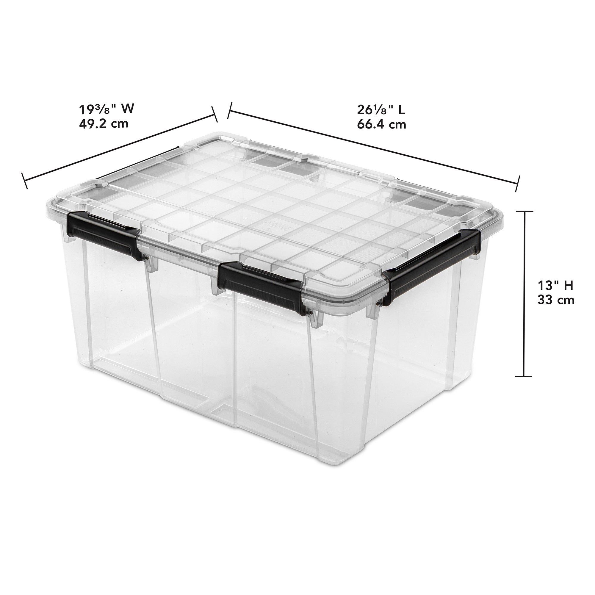 Sterilite 80Qt Gasket Box, Stackable Storage Container with Lids, Black, 12 Pack