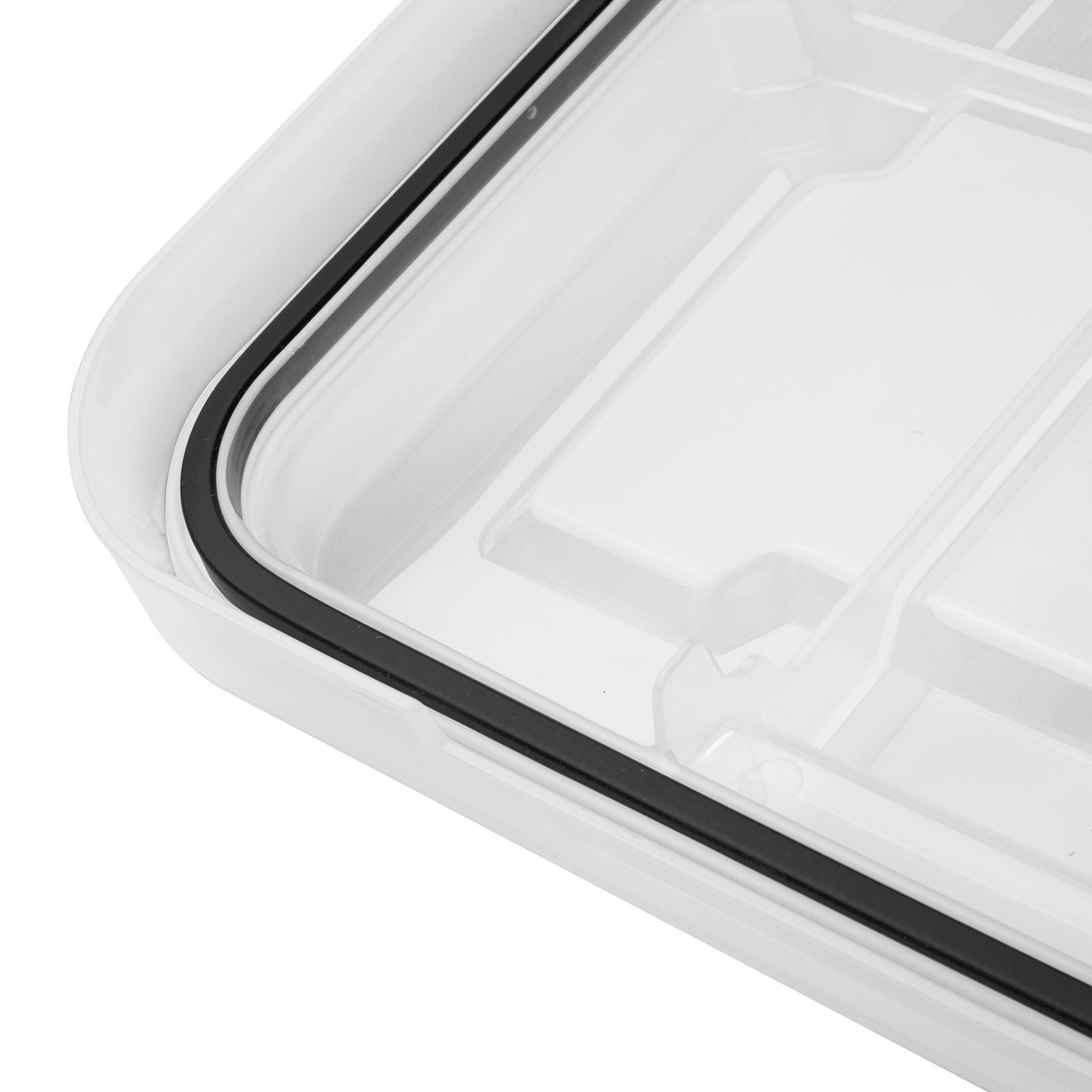 Sterilite 80 Qt Gasket Box, Stackable Storage Container with Lids, Black, 8 Pack