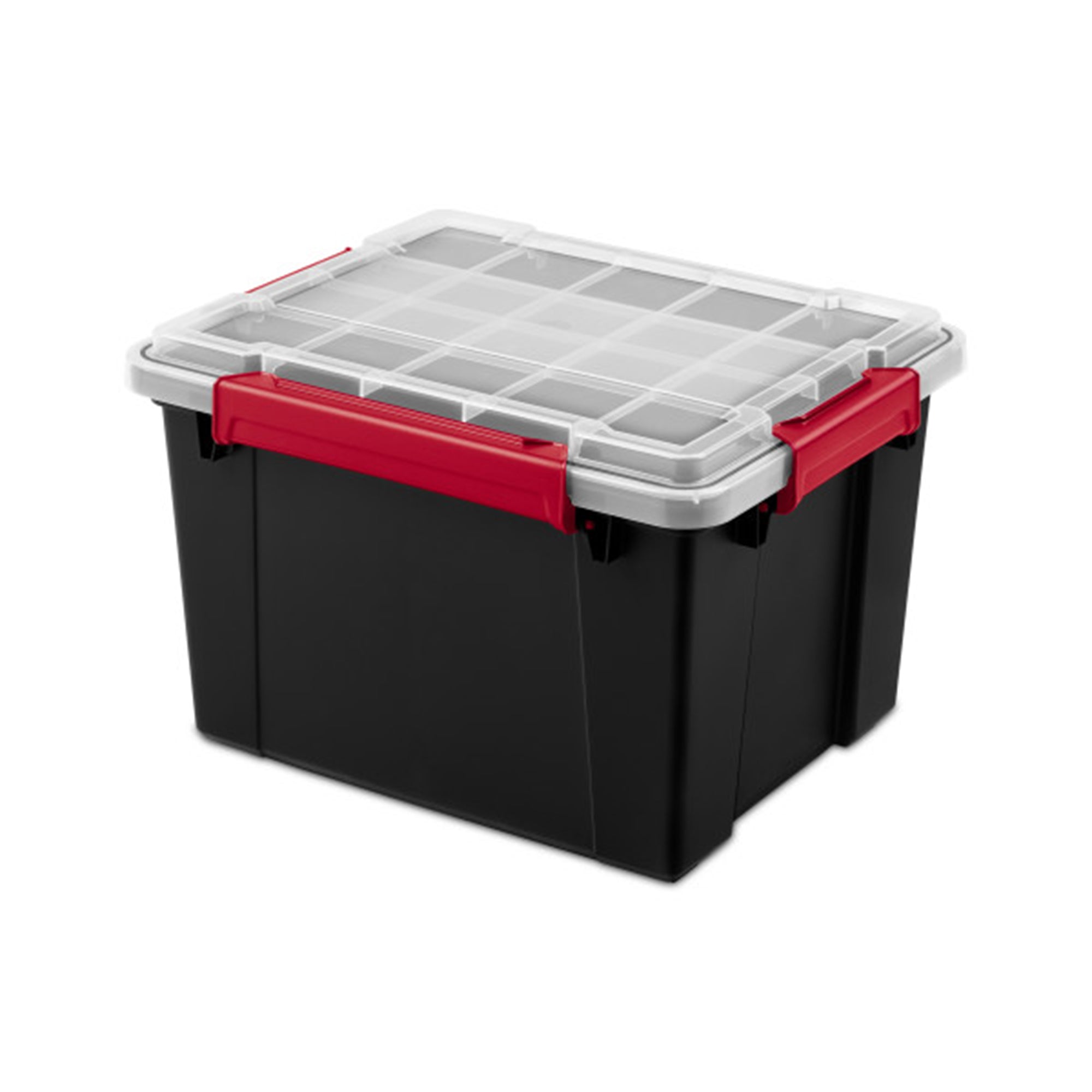 Sterilite 8.5 Gal Gasket Box, Stackable Storage Container w/ Lid, Black, 16 Pack