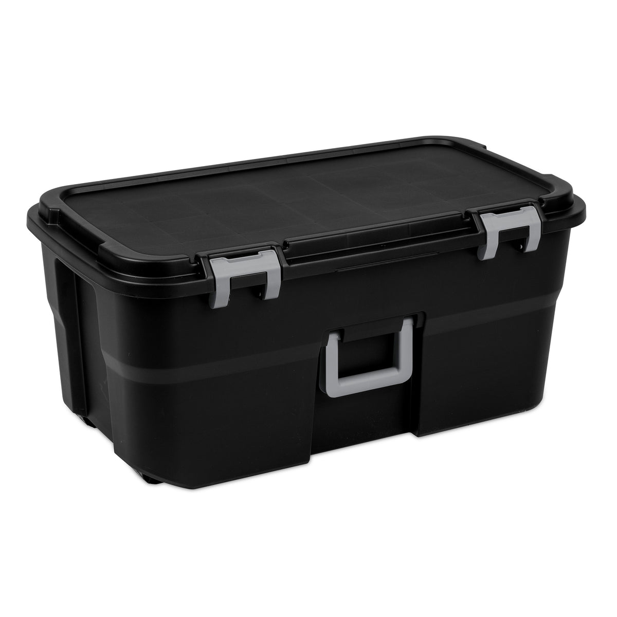Sterilite Wheeled Footlocker, 22 Gal Storage Container with Lid, Black, 3 Pack
