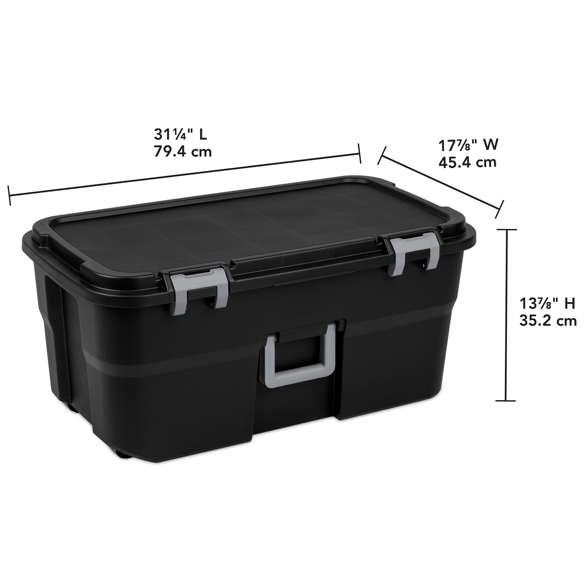 Sterilite Wheeled Footlocker, 22 Gal Storage Container with Lid, Black, 2 Pack