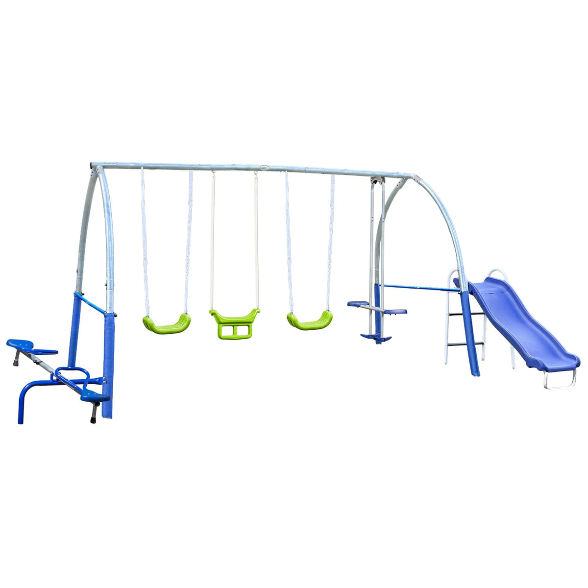 XDP Recreation Titan II Safe-Arch Swing Set for Backyard, Silver, Blue & Green - VMInnovations