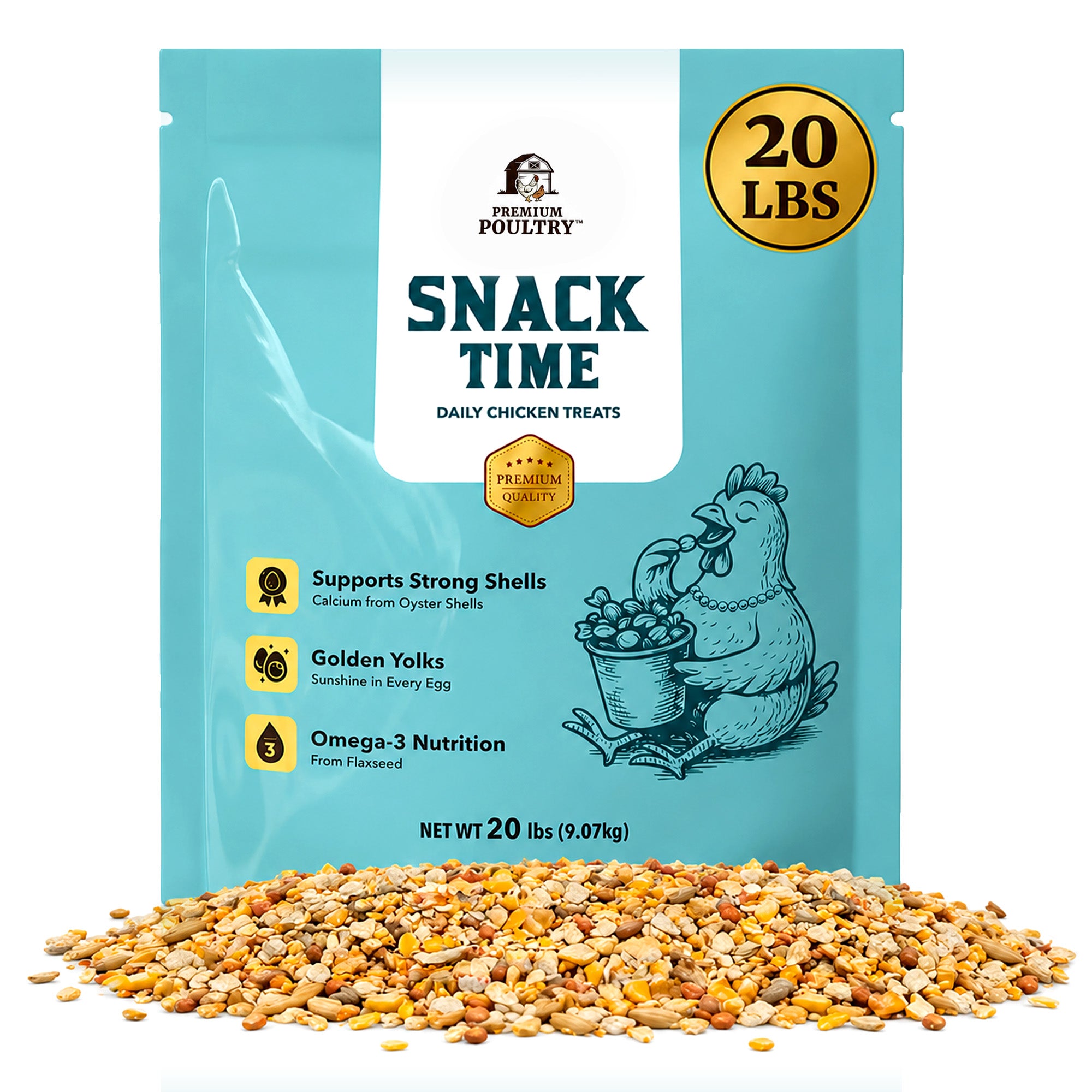 Premium Poultry Snack Time Treat Mix, Supports Egg Shells & Yolk Color, 20 Lb