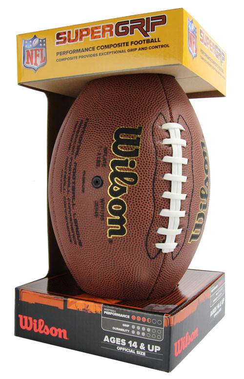 WILSON NFL Official Size Super Grip Composite Leather Game Football - Open Box