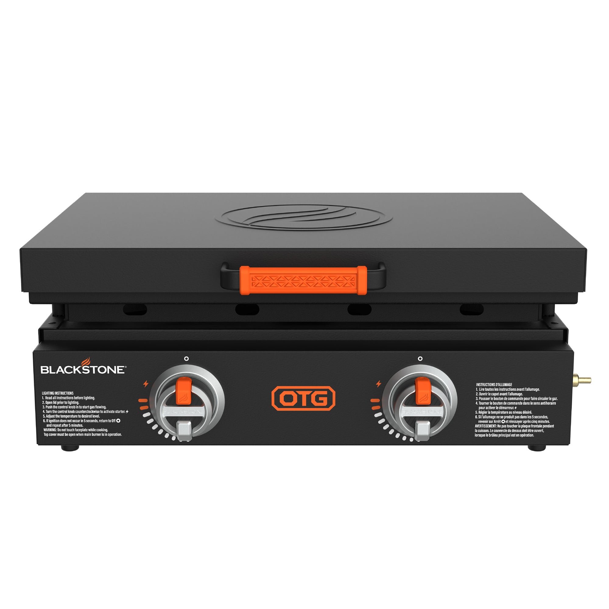 Blackstone OTG 22" Tabletop Griddle with Hard Cover & Dual Heating Zones, Black