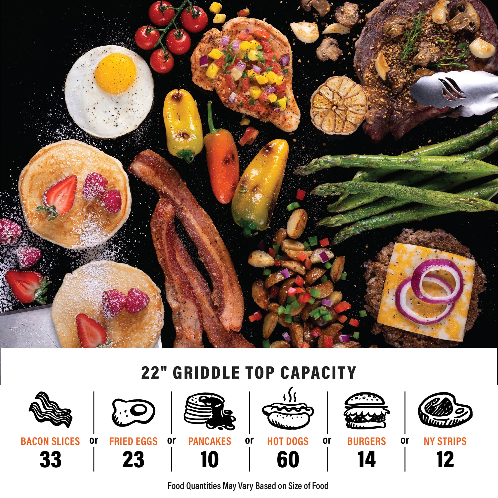 Blackstone OTG 22" Tabletop Griddle with Hard Cover & Dual Heating Zones, Black
