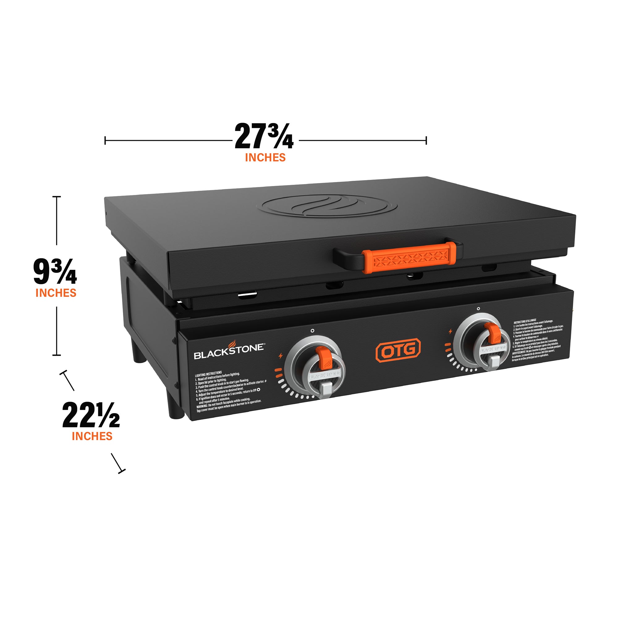 Blackstone OTG 22" Tabletop Griddle with Hard Cover & Dual Heating Zones, Black