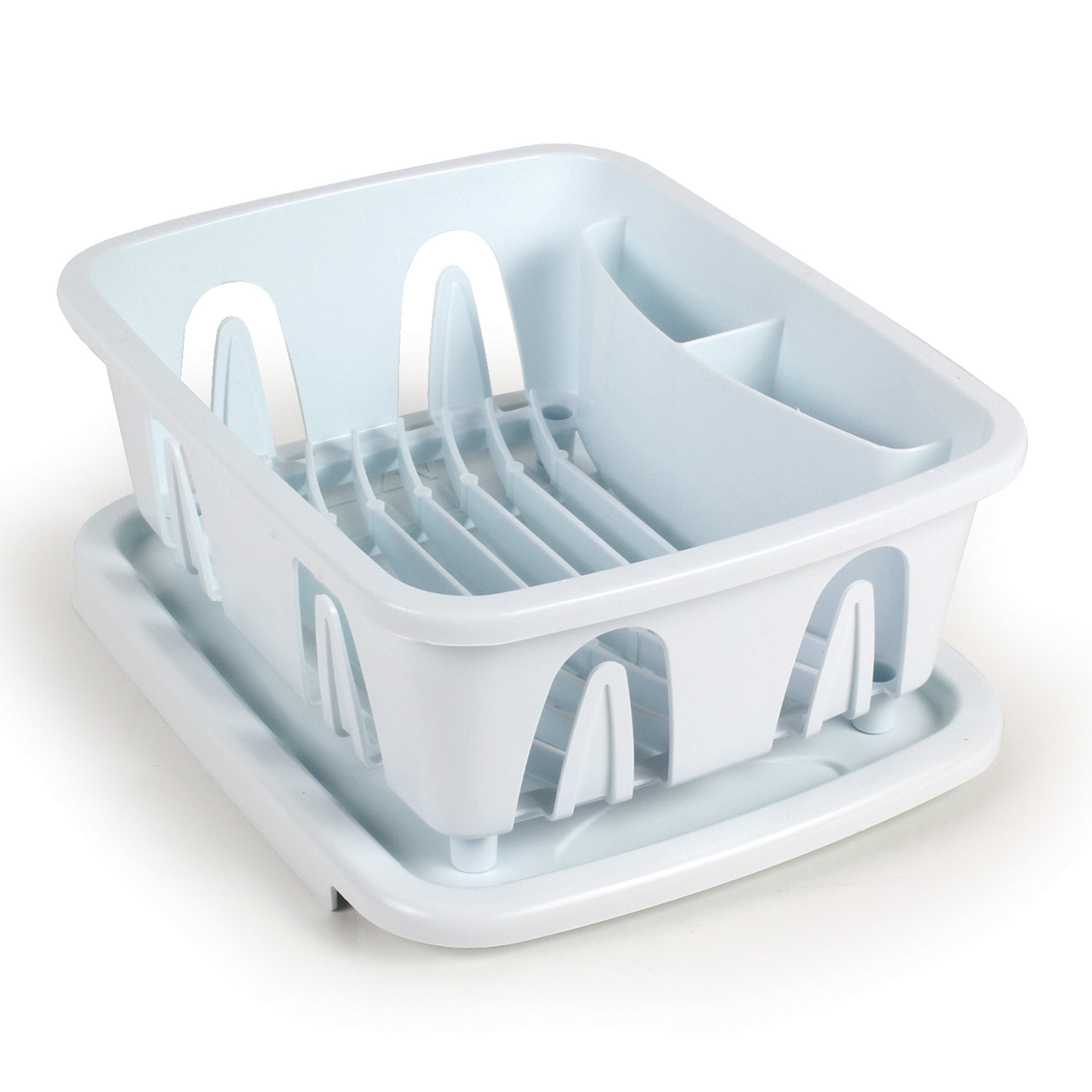 Camco RV Kitchen Mini Dish Drainer and Tray with Sloped Drain Tray Design, White - VMInnovations