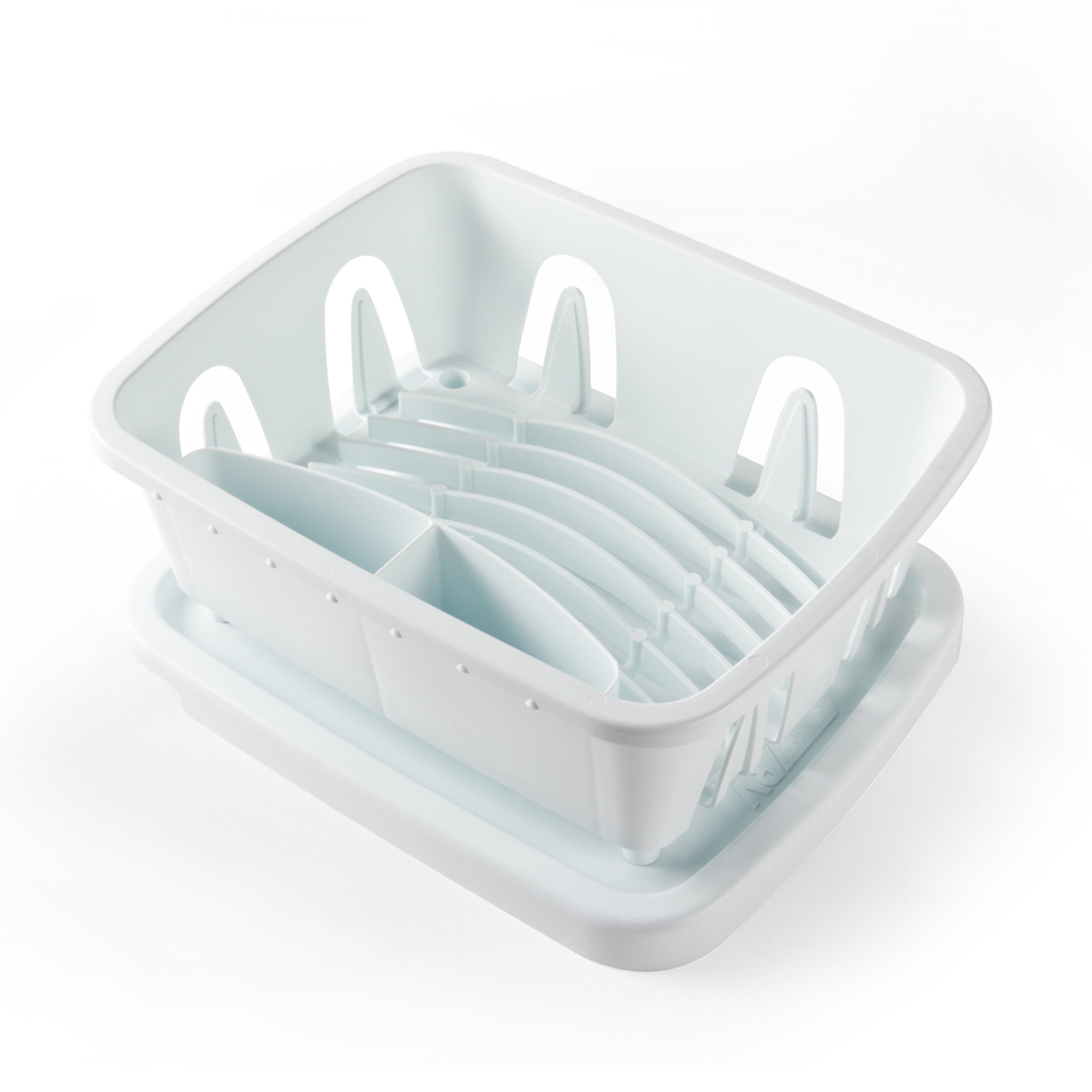 Camco RV Kitchen Mini Dish Drainer and Tray with Sloped Drain Tray Design, White - VMInnovations