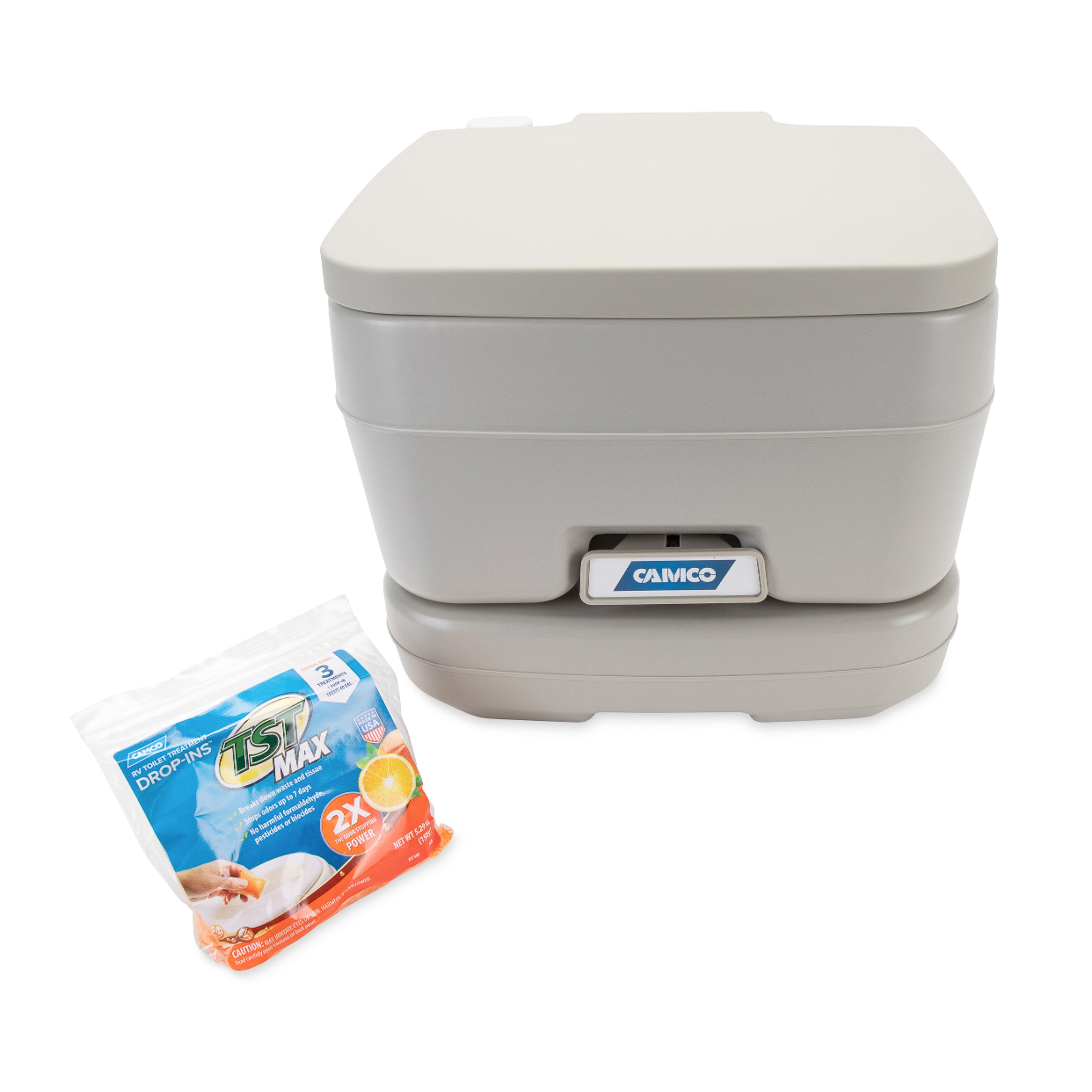 Camco 2.6 Gallon Portable Toilet with Detachable Holding Tank and Carry Handle