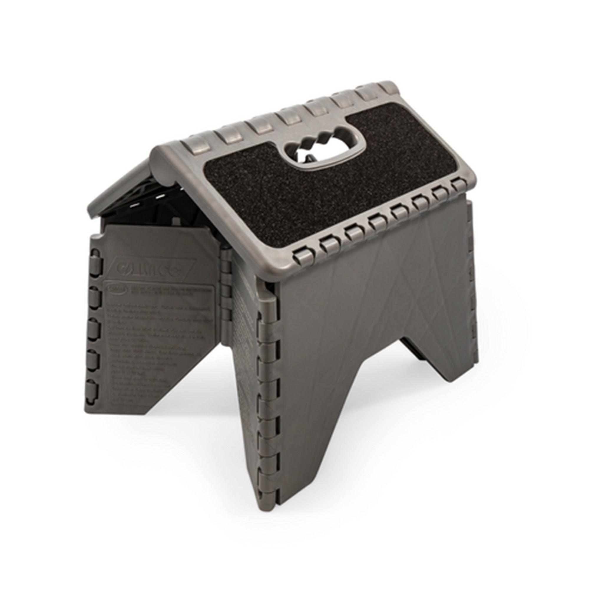 Camco 9" Folding Step Stool with Non-Skid Feet, Folds Flat for Storage, Silver - VMInnovations