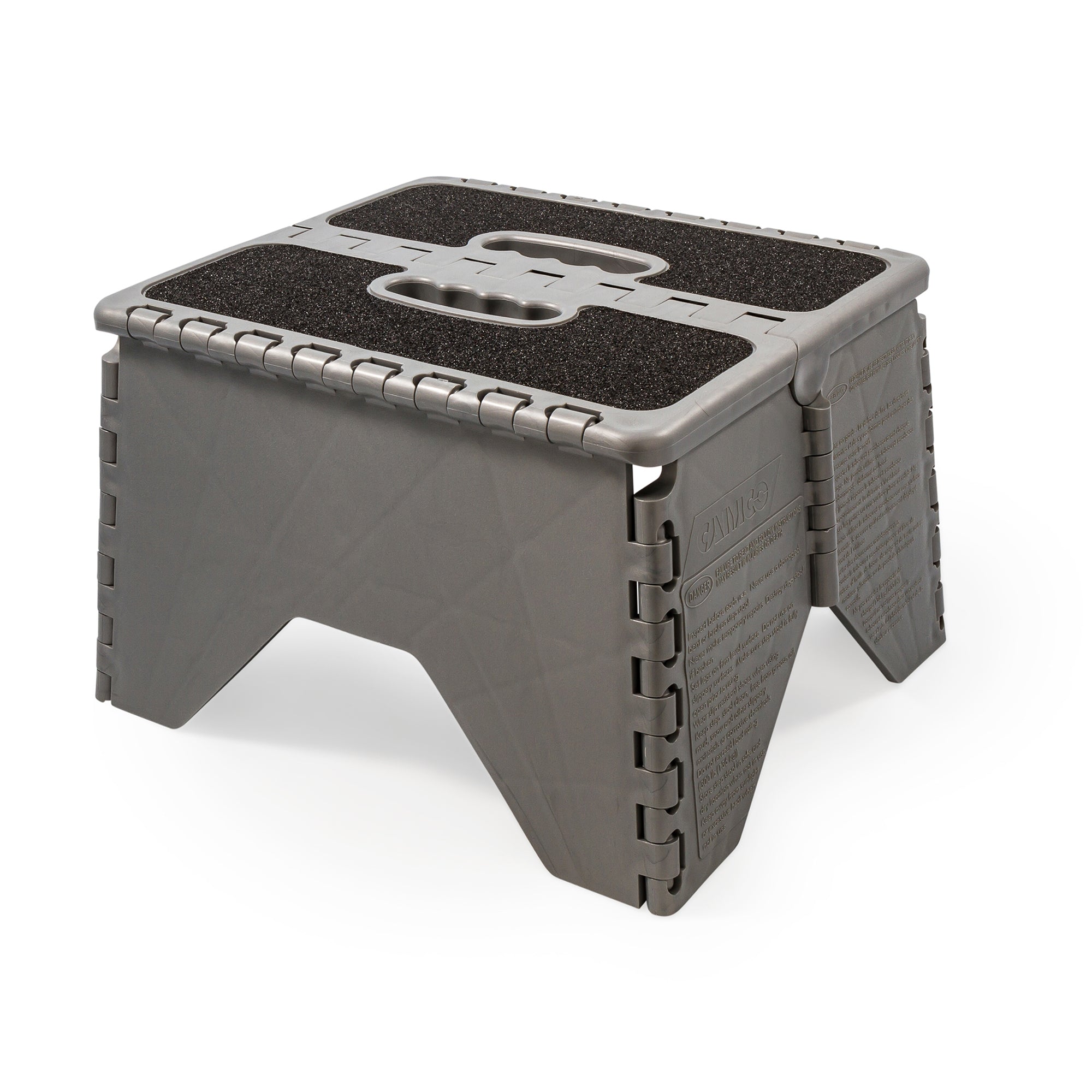 Camco 9" Folding Step Stool with Non-Skid Feet, Folds Flat for Storage, Silver - VMInnovations