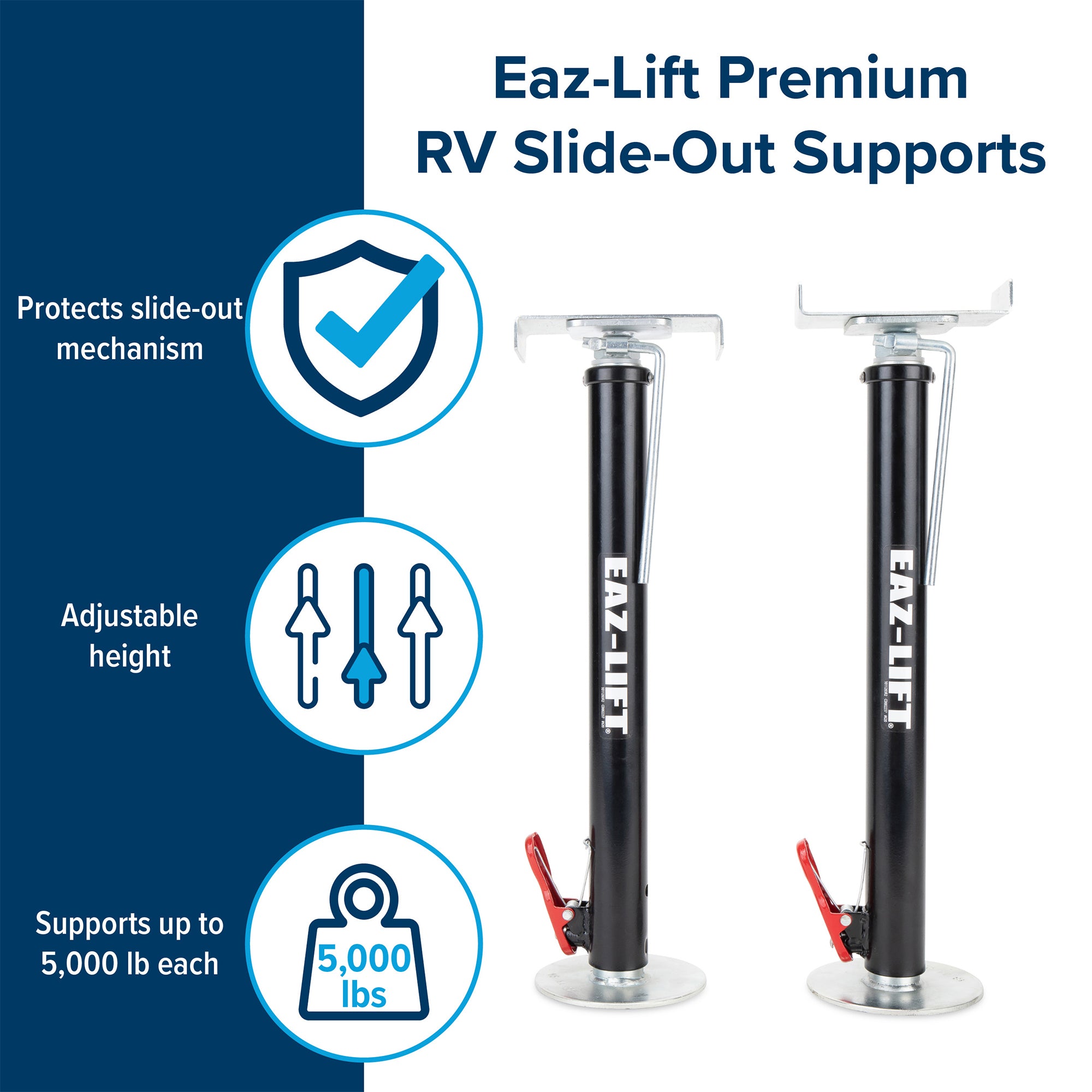 Camco Eaz-Lift Adjustable RV Slide-Out Supports, 19 to 49 Inch Lift, Pack of 2 - VMInnovations
