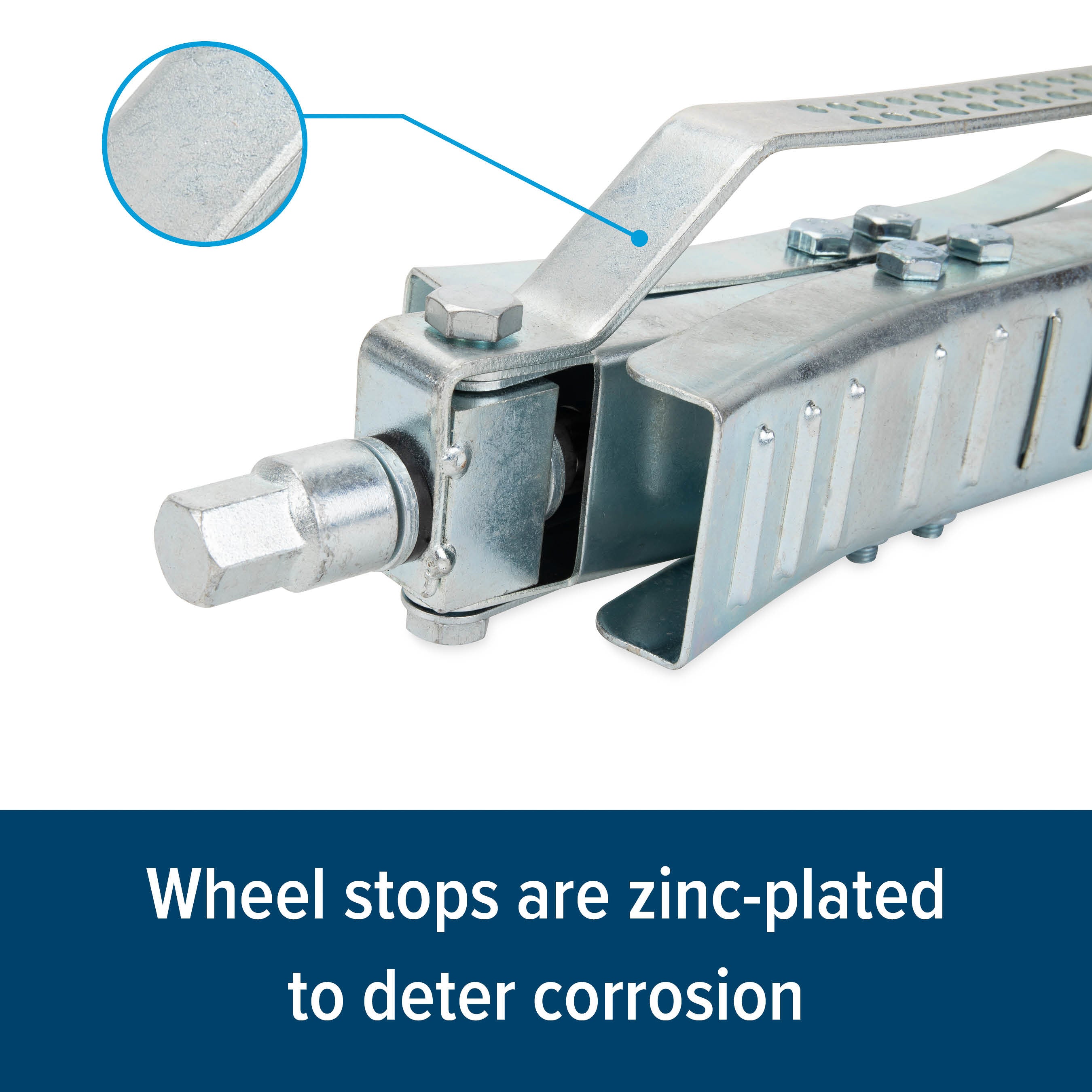 Camco Eaz-Lift 10" Metal Wheel Stop with Lock and Wrench for RV Tires, 2 Pack