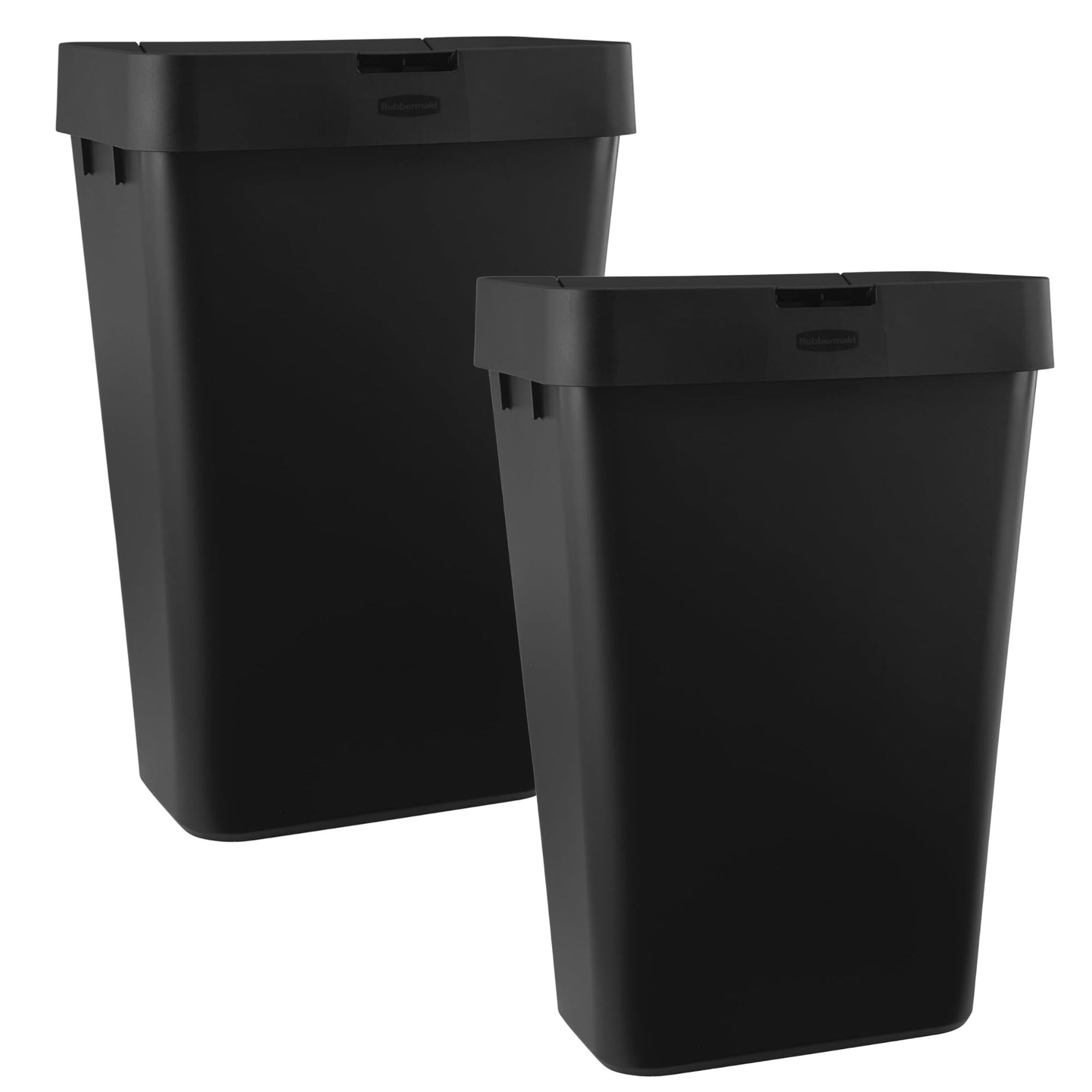 Rubbermaid Touch-Top Kitchen Trash Can Storage with Lid, 12.2 Gal, Black, 2 Pack