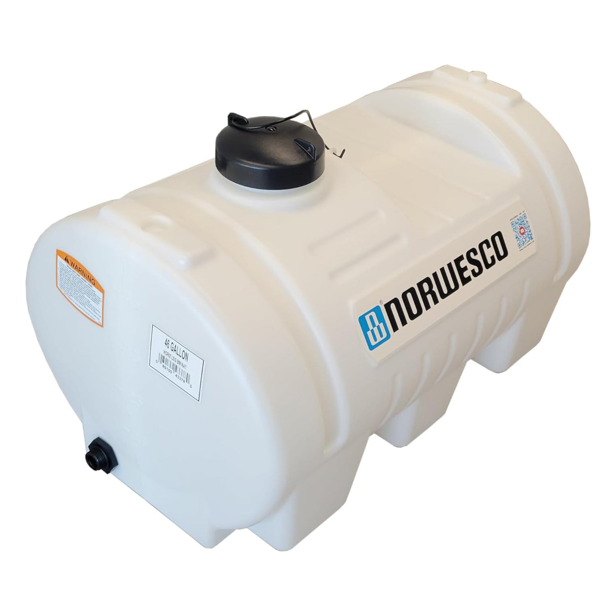Norwesco 46 Gallon Horizontal Leg Utility Tank, Water Storage Container, White - VMInnovations