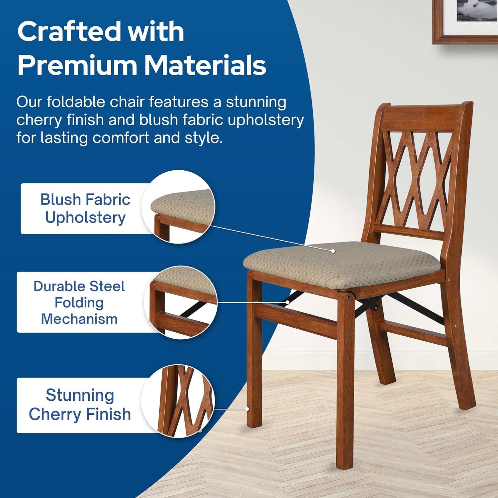 Stakmore Back Wooden Folding Chairs w/Padded Seat, Cherry, 2pc (Open Box)