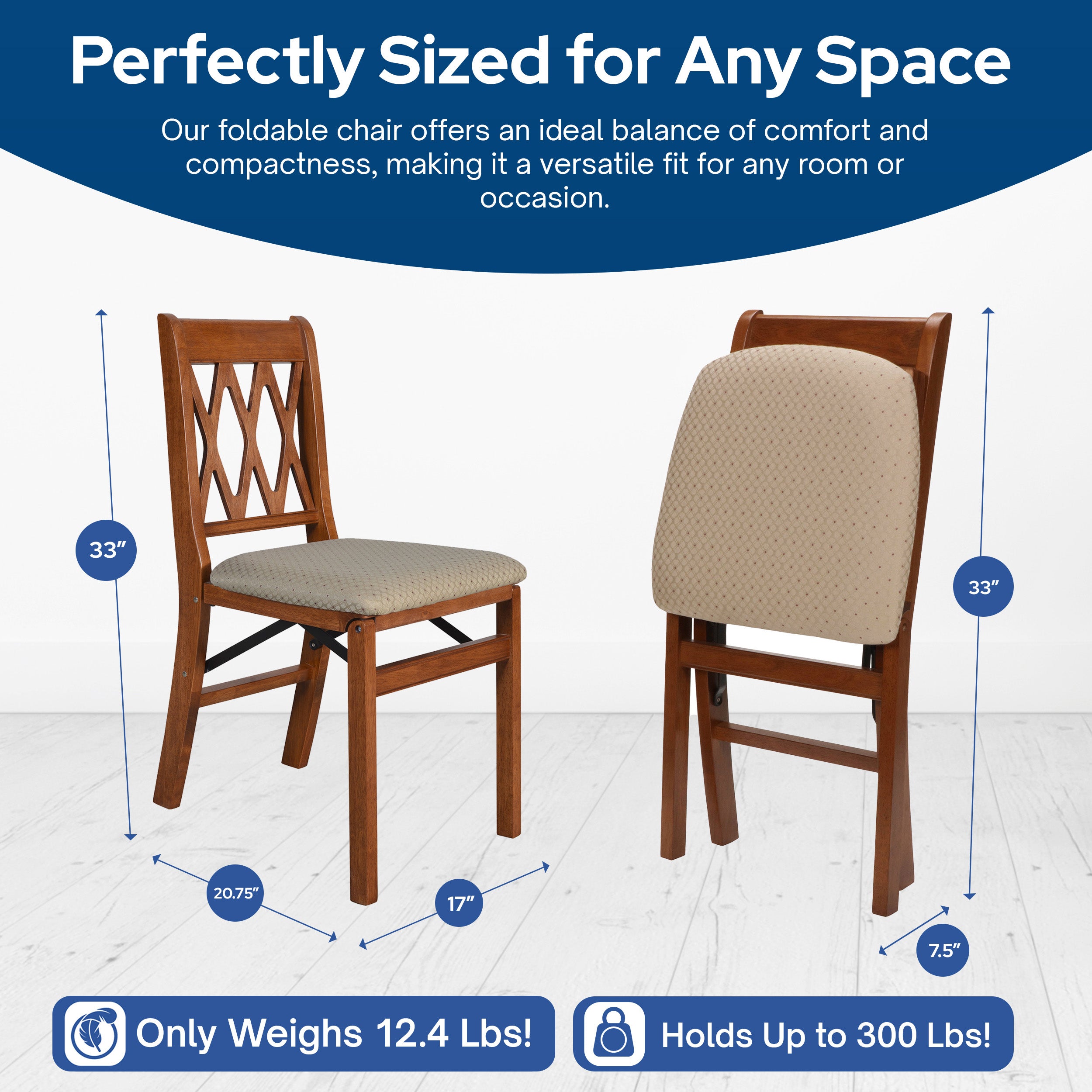 Stakmore Back Wooden Folding Chairs w/Padded Seat, Cherry, 2pc (Open Box)
