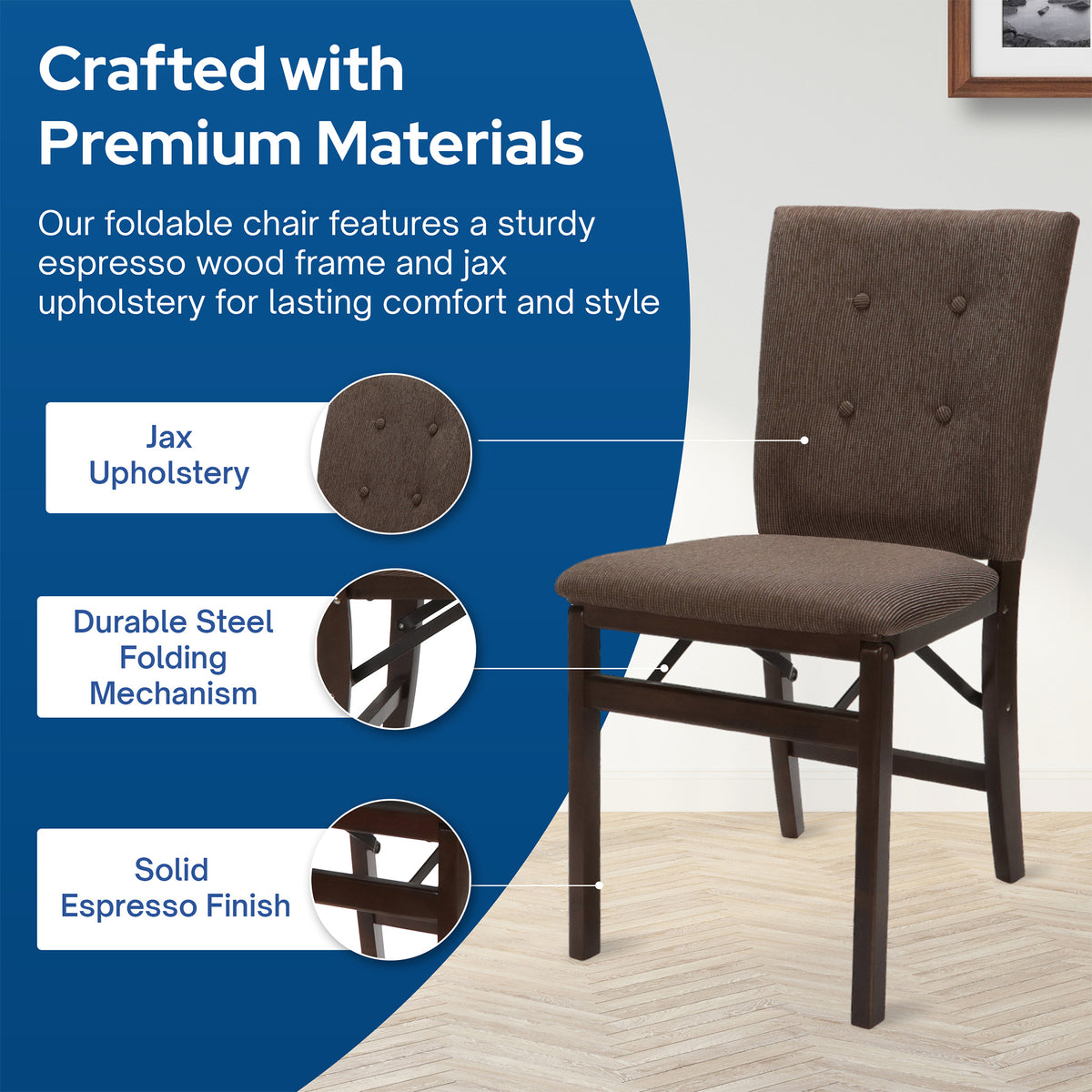 Stakmore Parson's Wooden Folding Chairs with Padded Seats, Espresso (Open Box)
