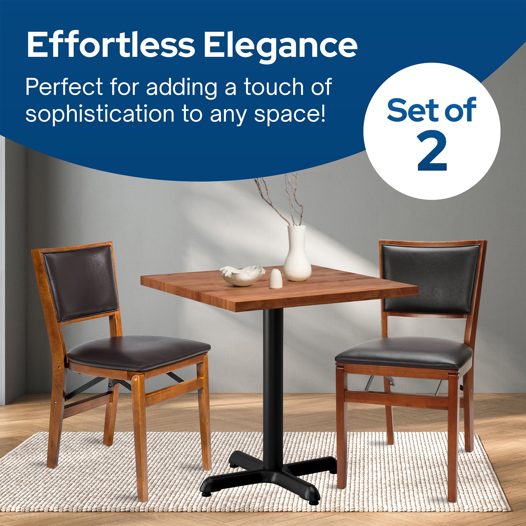 Stakmore Retro Upholstered Back Folding Chair, Fruitwood Finish Frame, Set of 2 (Open Box)