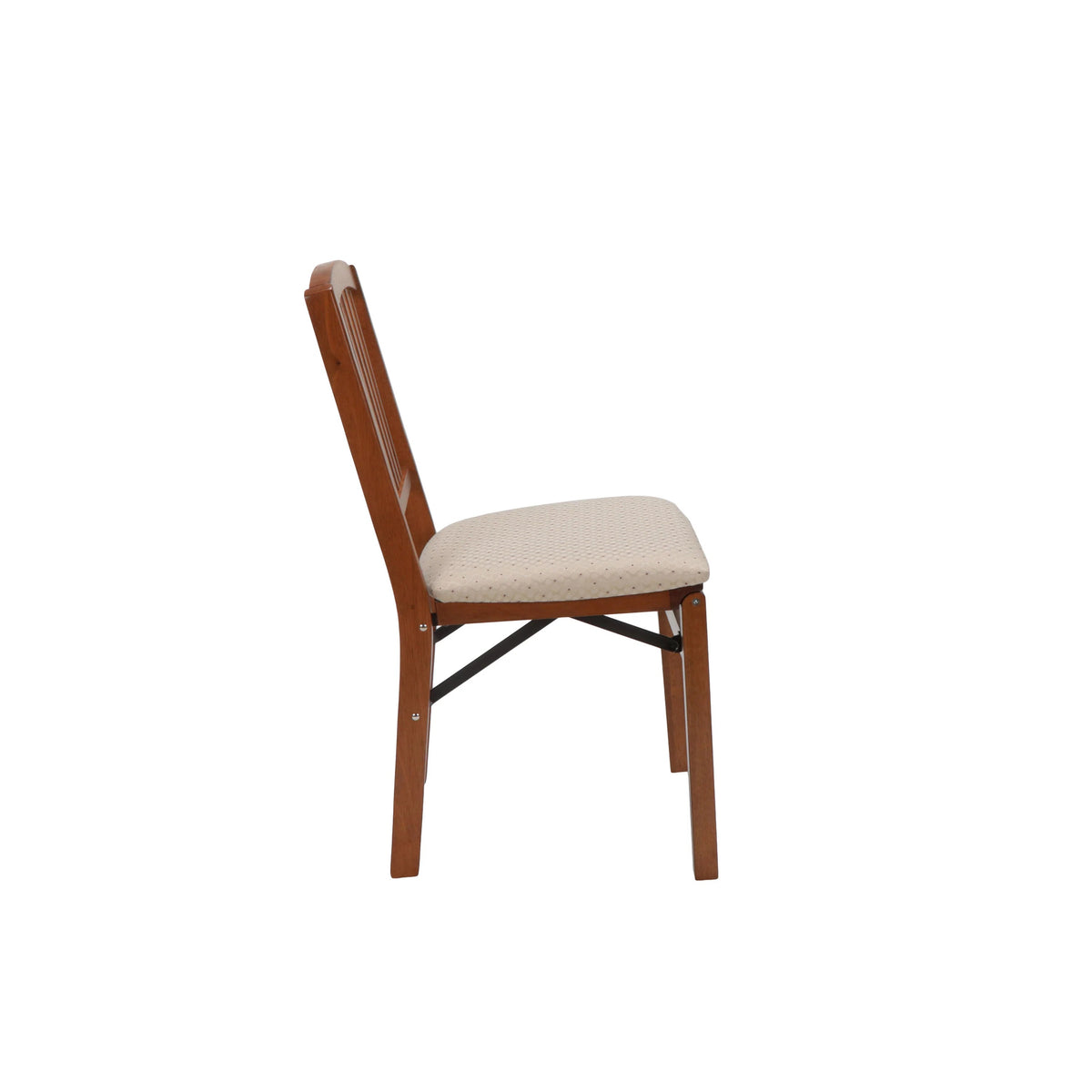 Stakmore Wooden Slat Back Folding Dining Chairs, Padded Seat, Cherry, Set of 2 - VMInnovations