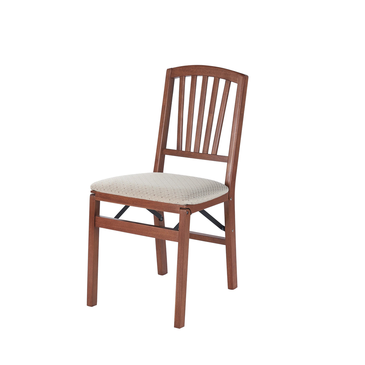 Stakmore Wooden Slat Back Folding Dining Chairs, Padded Seat, Cherry, (Open Box)