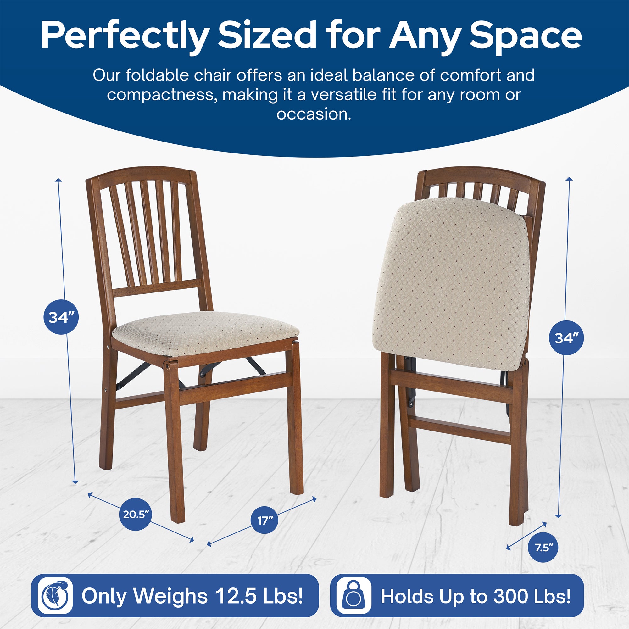 MECO Stakmore Wood Fabric Upholstered Seat Folding Chair, Fruitwood (Open Box)