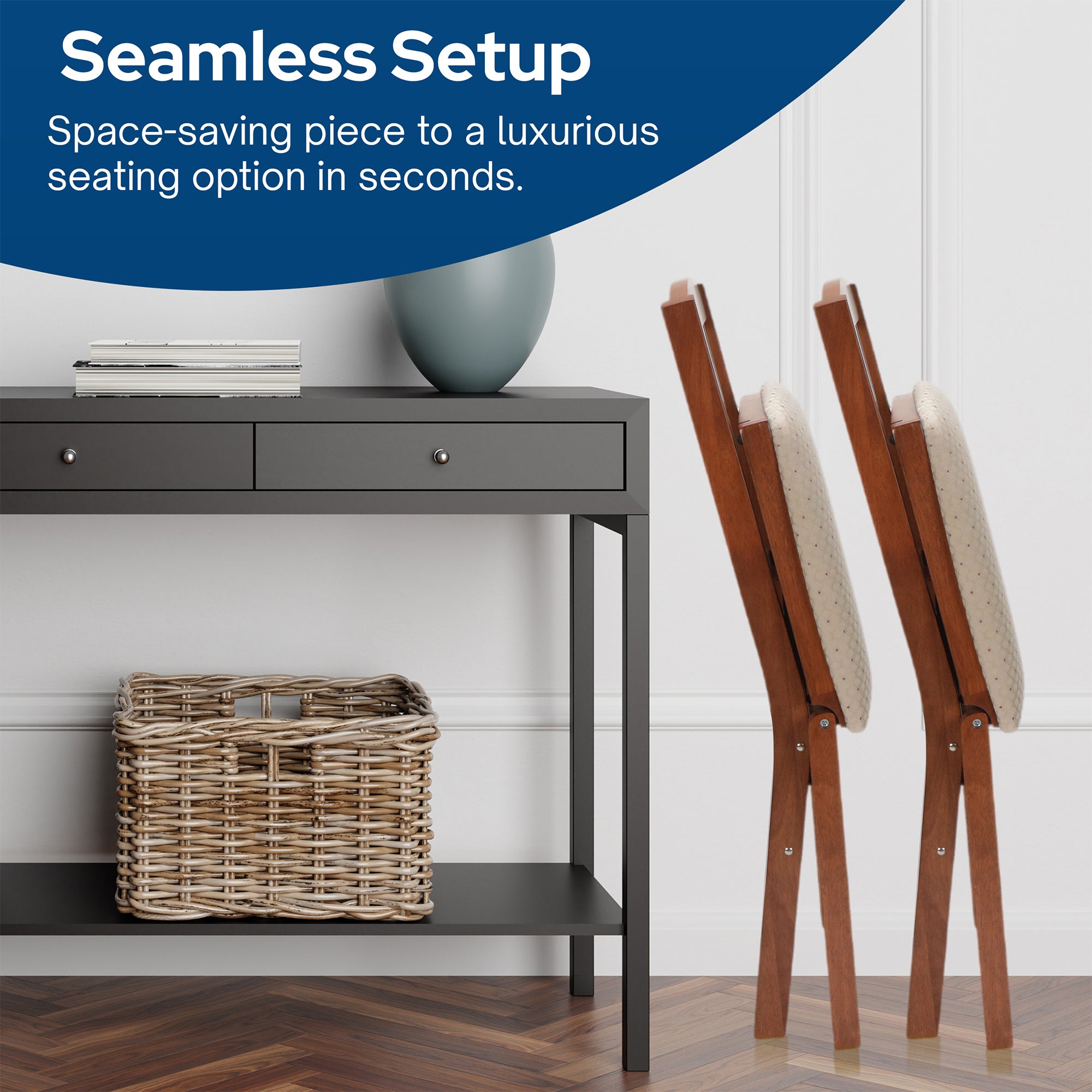 Stakmore Simple Mission Wooden Folding Chairs w/ Padded Seats, (Open Box)