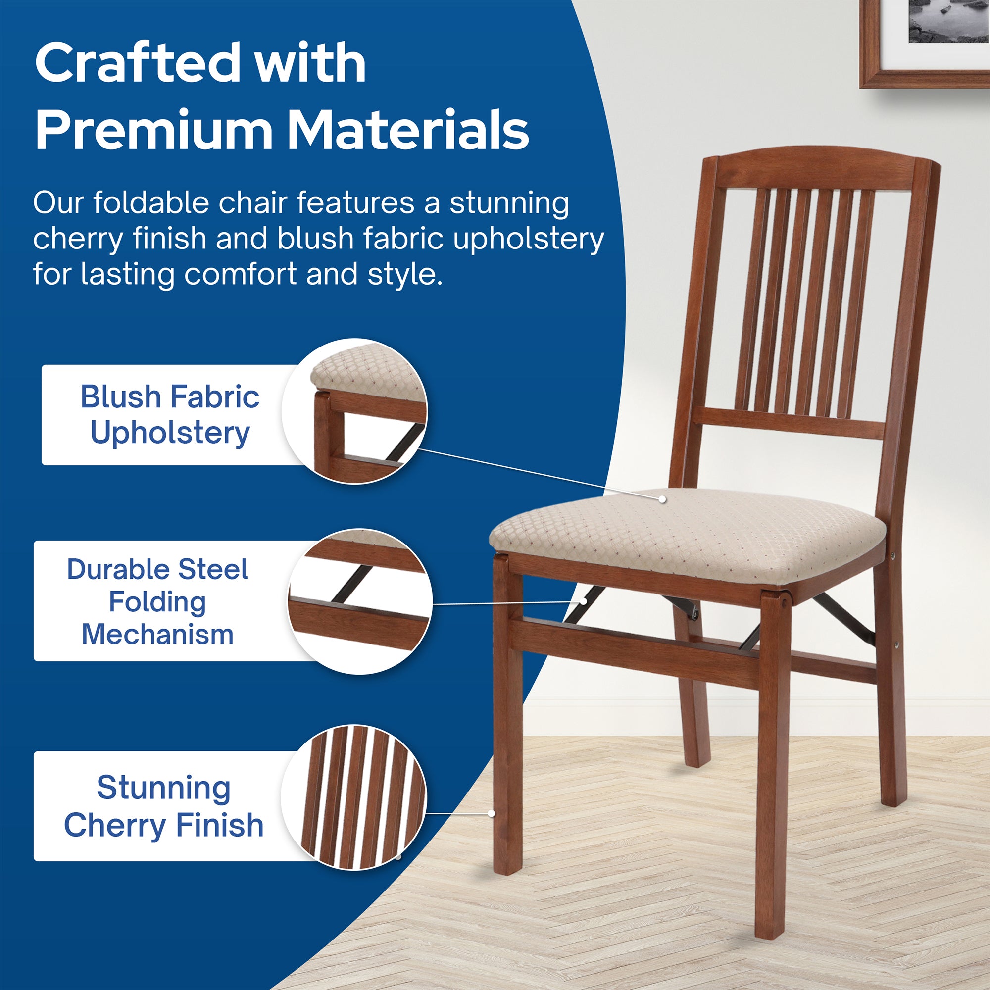Stakmore Simple Mission Wooden Folding Chairs w/ Padded Seats, (Open Box)