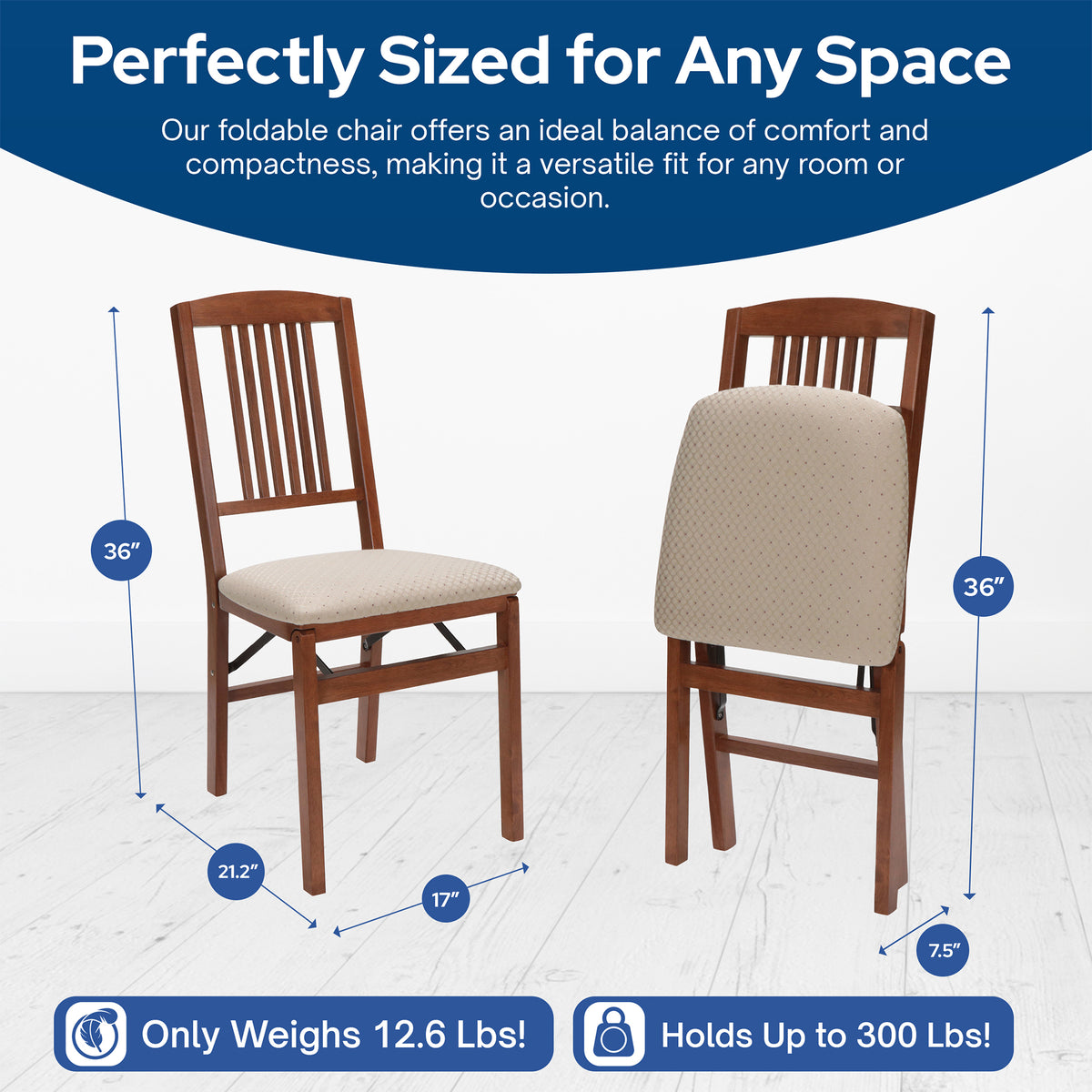 Stakmore Simple Mission Wooden Folding Chairs w/ Padded Seats, (Open Box)