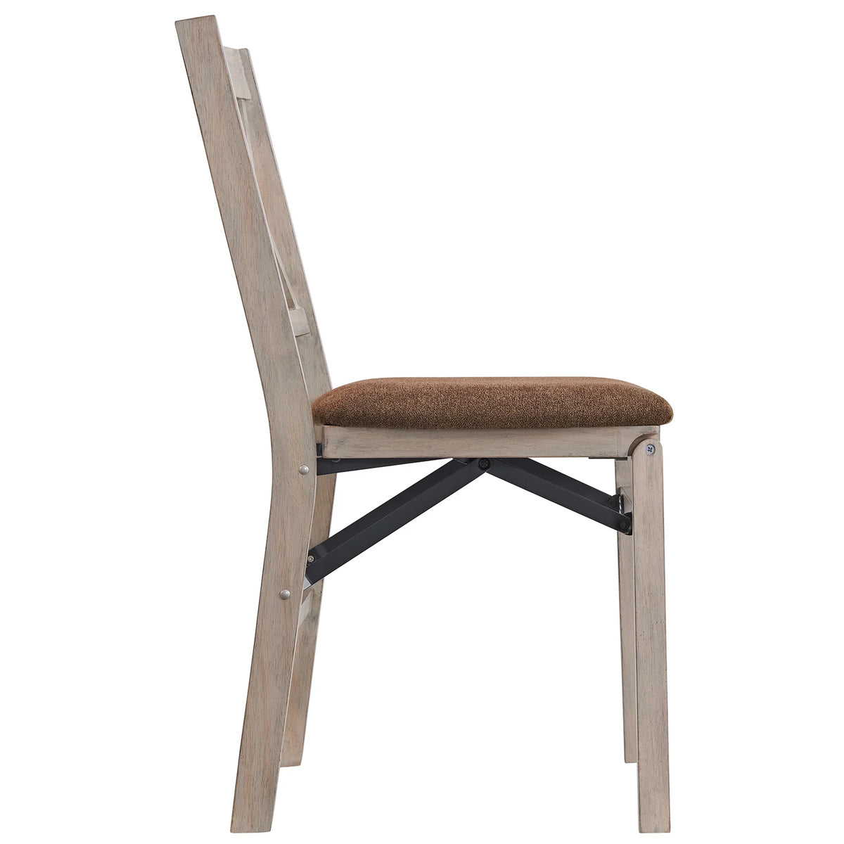 Stakmore Double X Wooden Folding Dining Chairs, Padded Seat, Driftwood, Set of 2