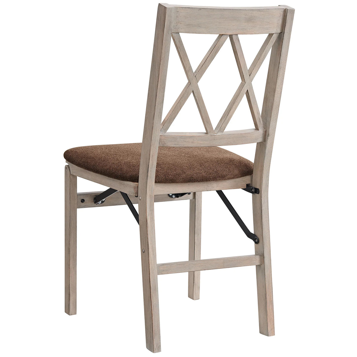 Stakmore Double X Wooden Folding Dining Chairs, Padded Seat, Driftwood, Set of 2