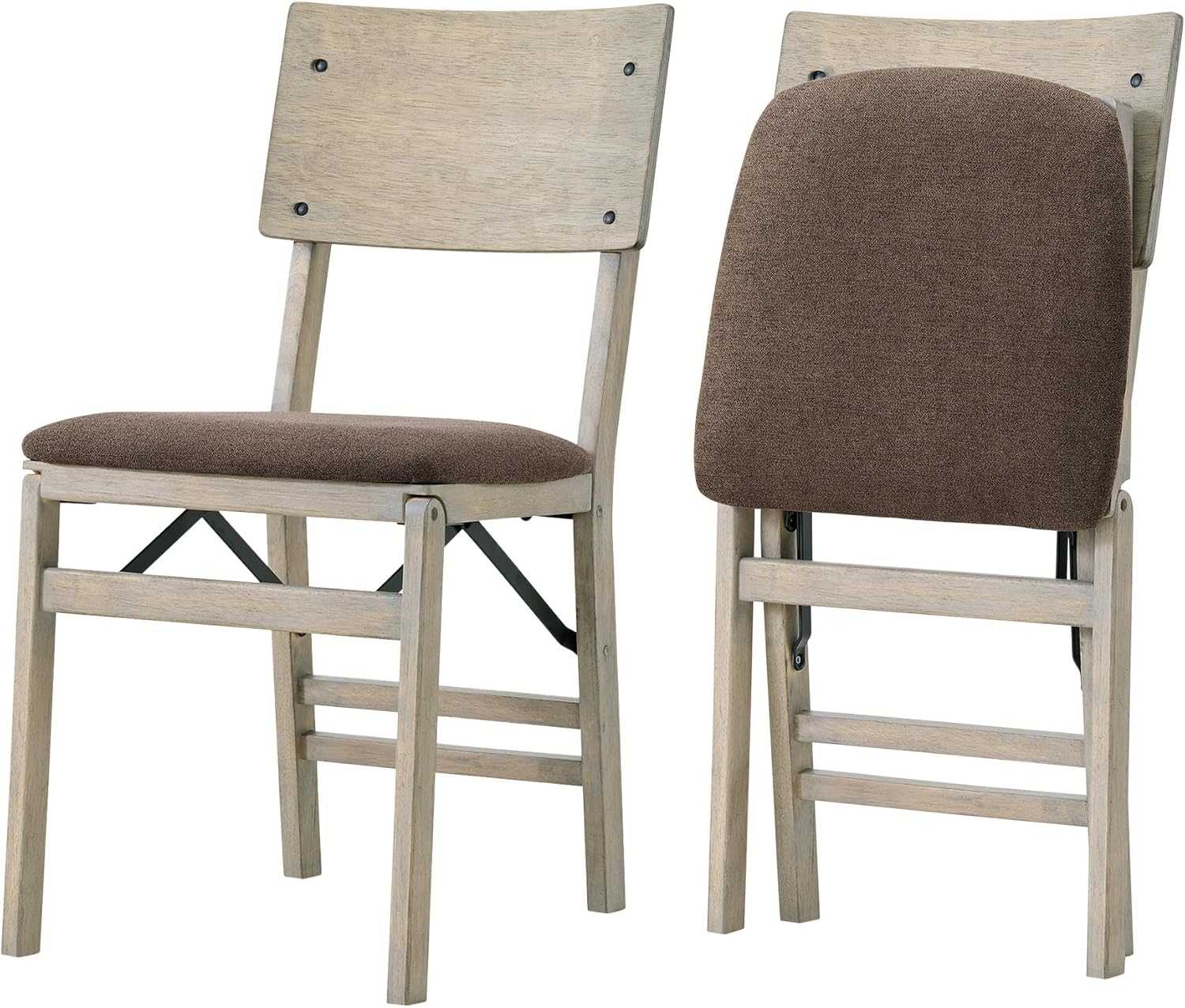 Stakmore Solid Wood Folding Dining Chairs with Padded Seat, Driftwood (Open Box) - VMInnovations