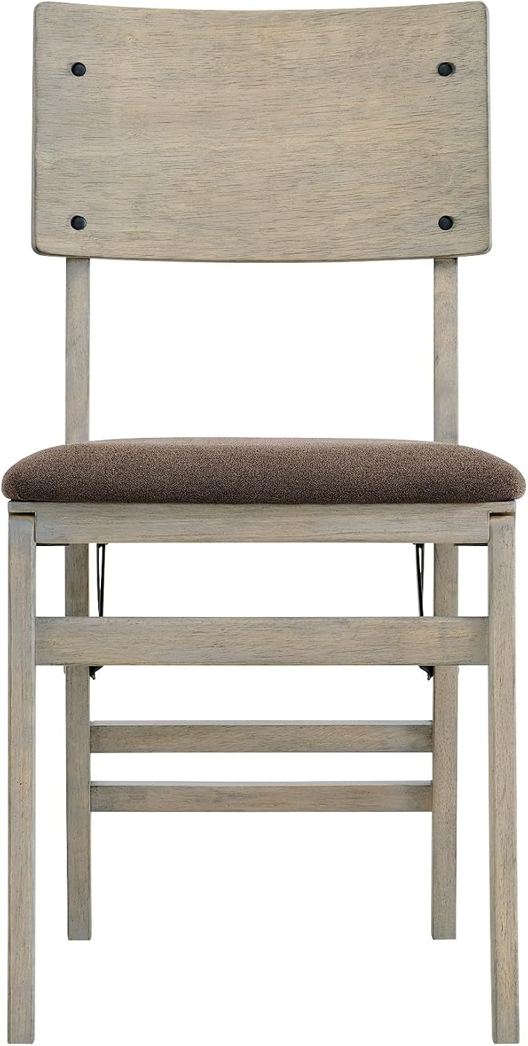 Stakmore Solid Wood Folding Dining Chairs with Padded Seat, Driftwood, Set of 2 - VMInnovations