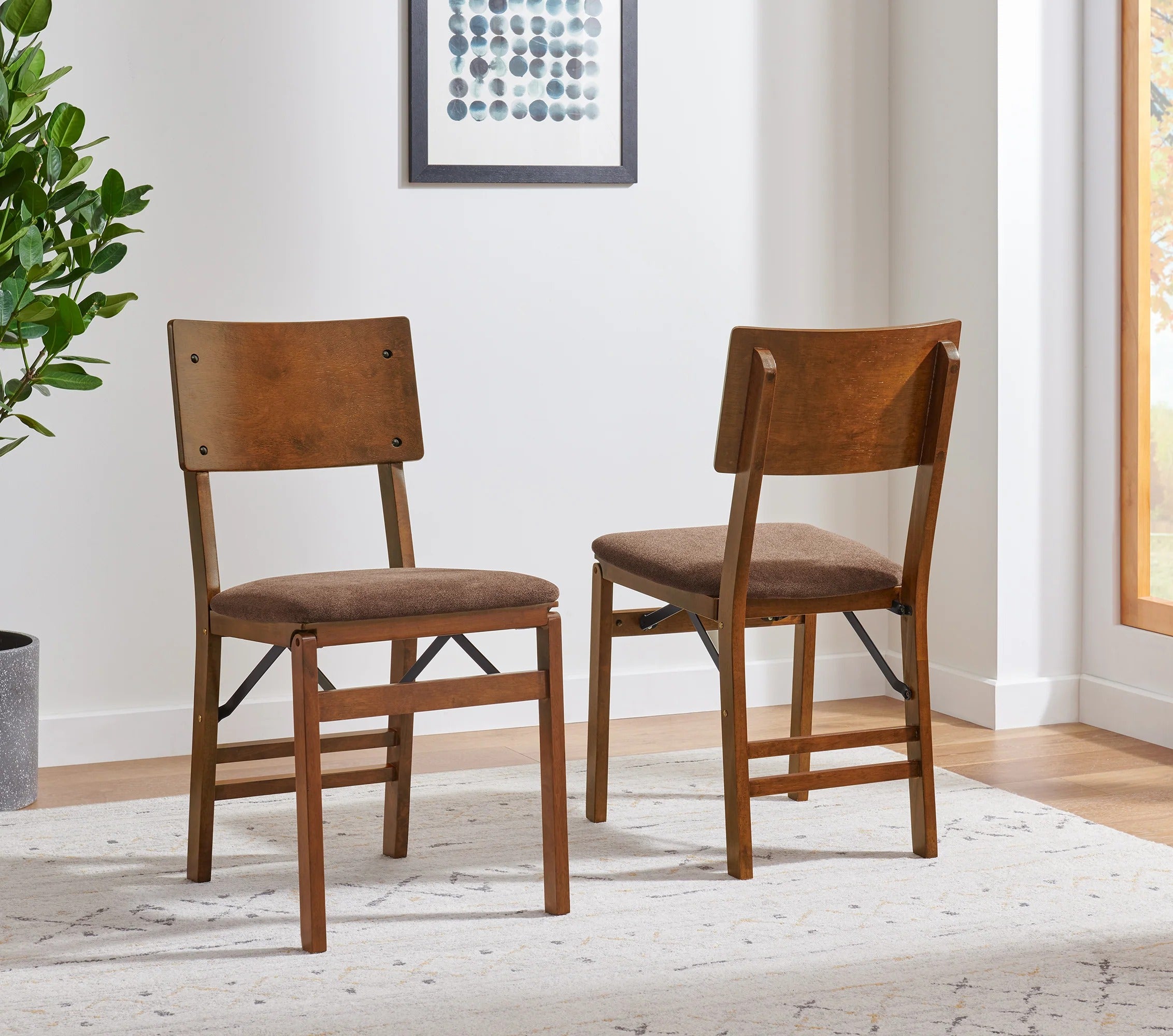 Stakmore Solid Wood Folding Dining Chairs with Padded Seat, Fruitwood (Open Box)
