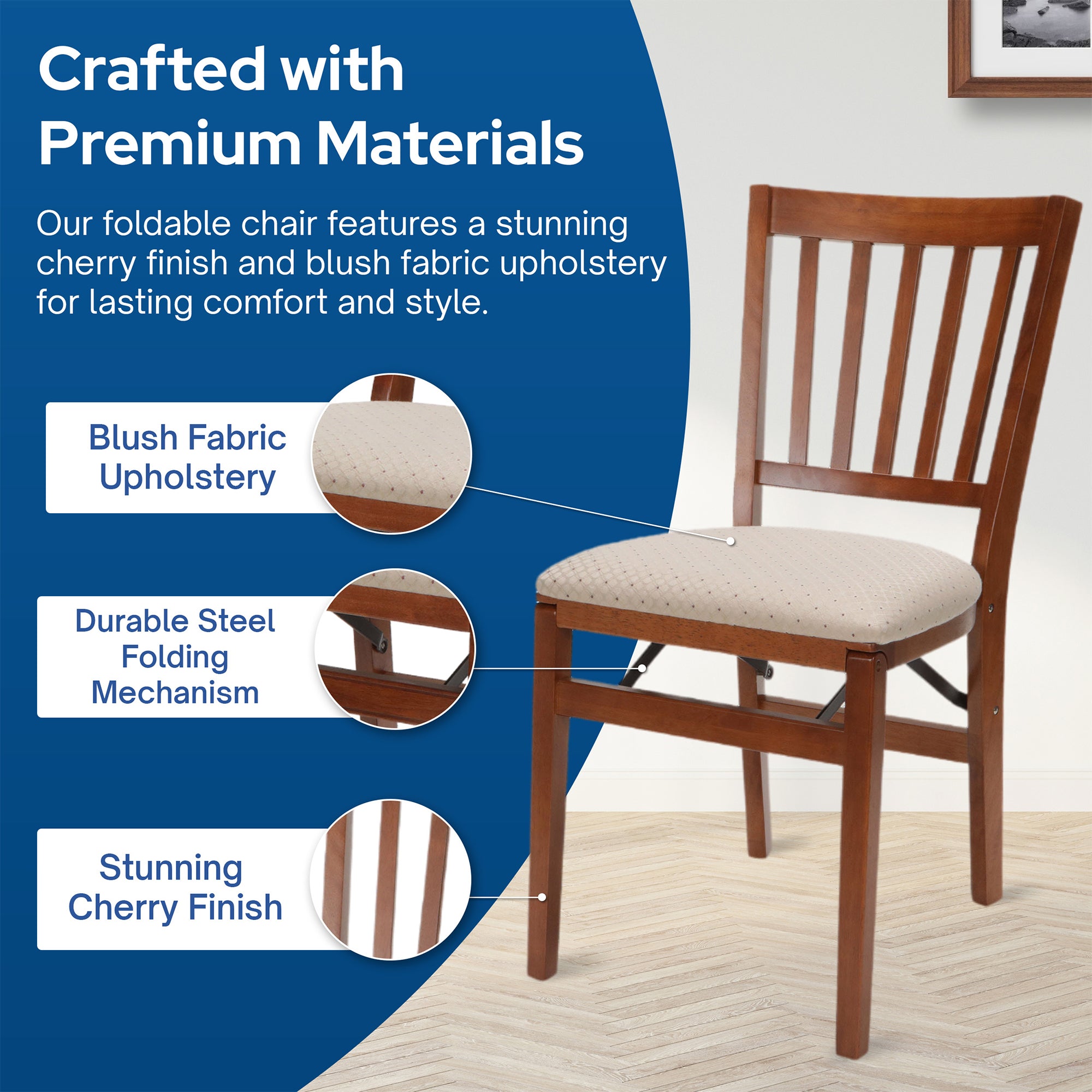 MECO Stakmore Wood Upholstered Seat Folding Chair Set, Fruitwood (Open Box)