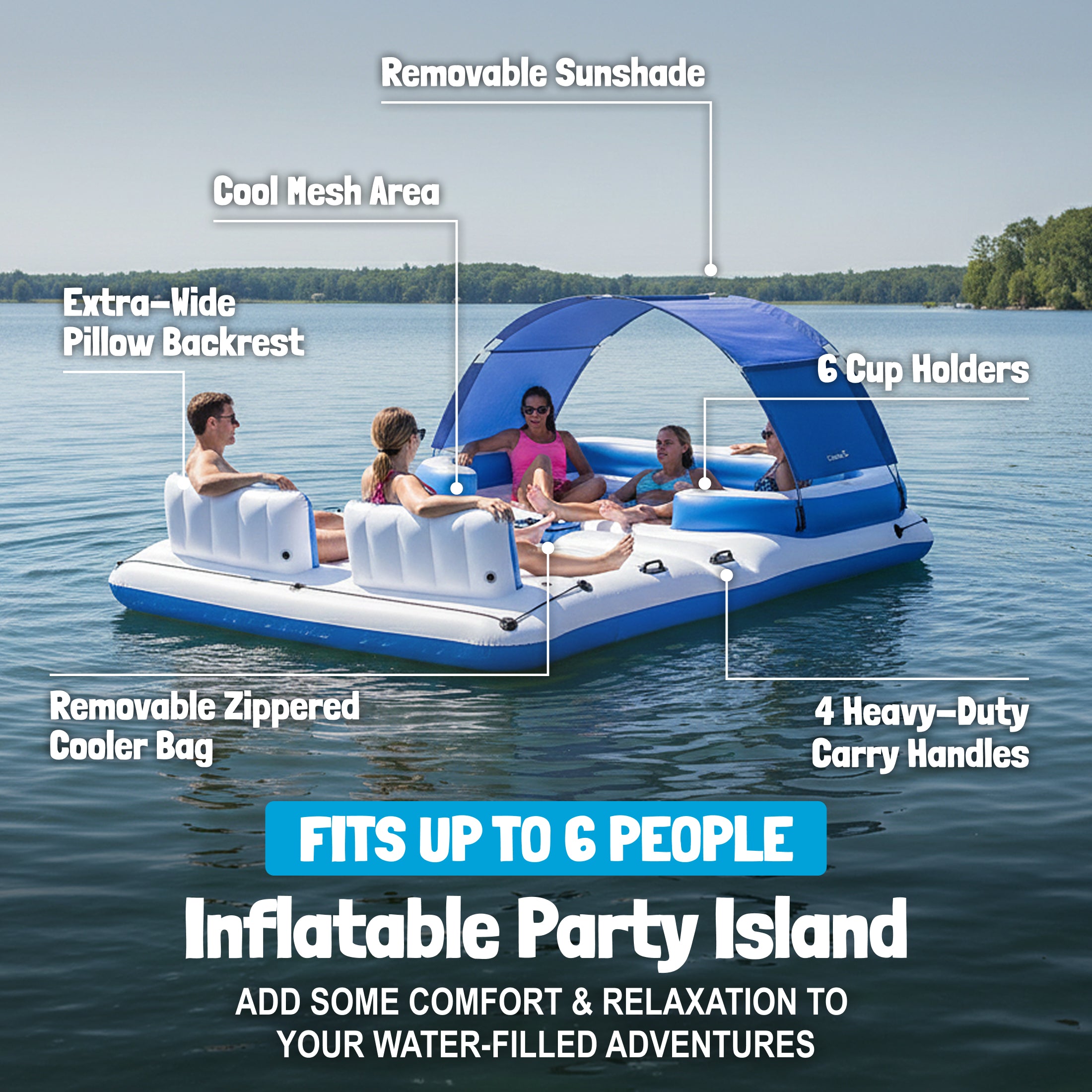 Bestway Hydro-Force Tropical Breeze 6 Person Inflatable Party Island (Open Box)