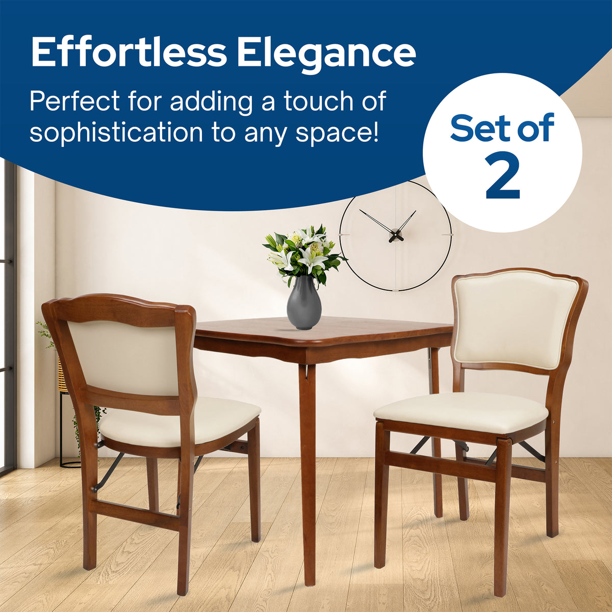 Stakmore 2 Pack French Fabric Upholstered Seat Folding Chair Set, Fruitwood - VMInnovations