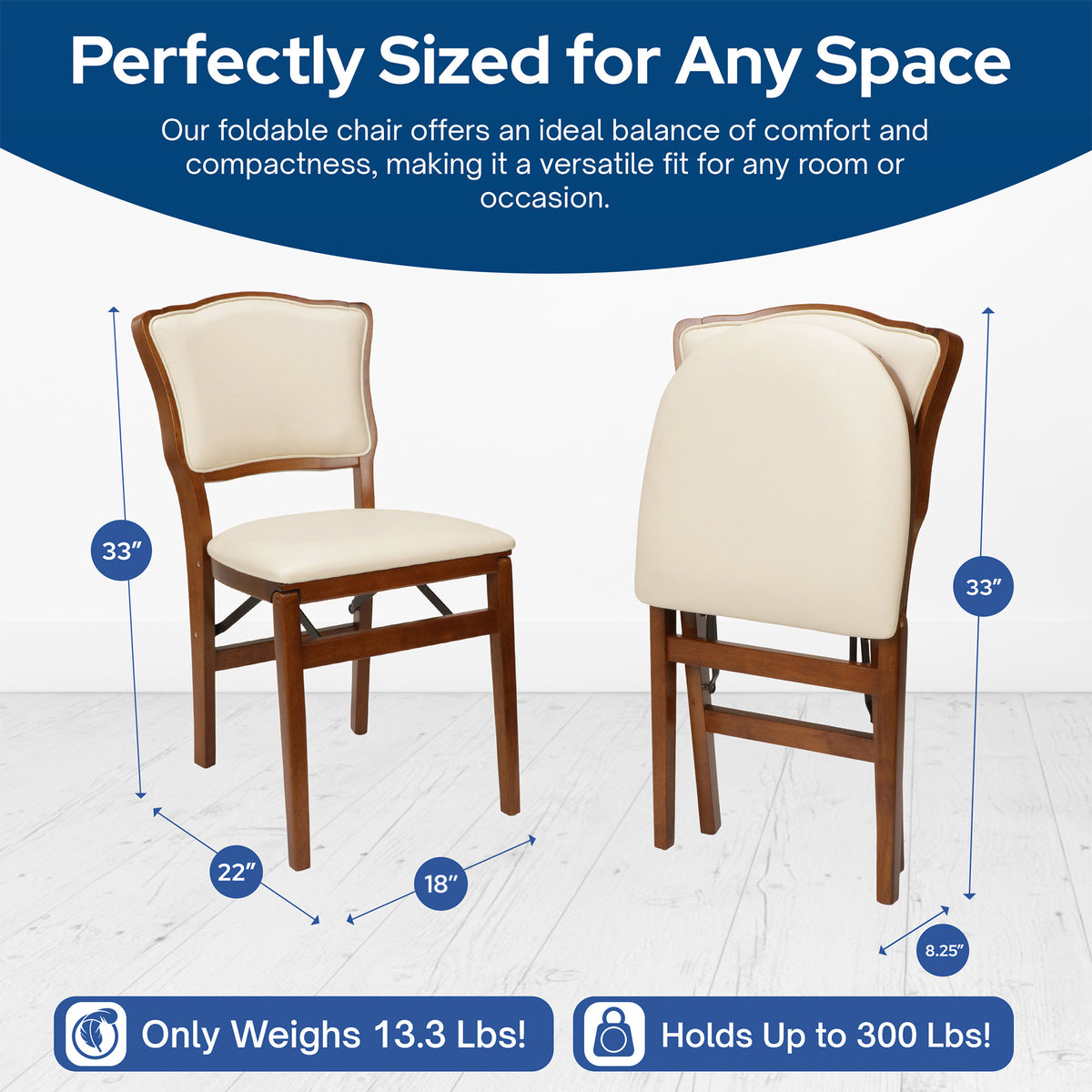 Stakmore 2 Pack French Fabric Upholstered Seat Folding Chair Set, Fruitwood - VMInnovations
