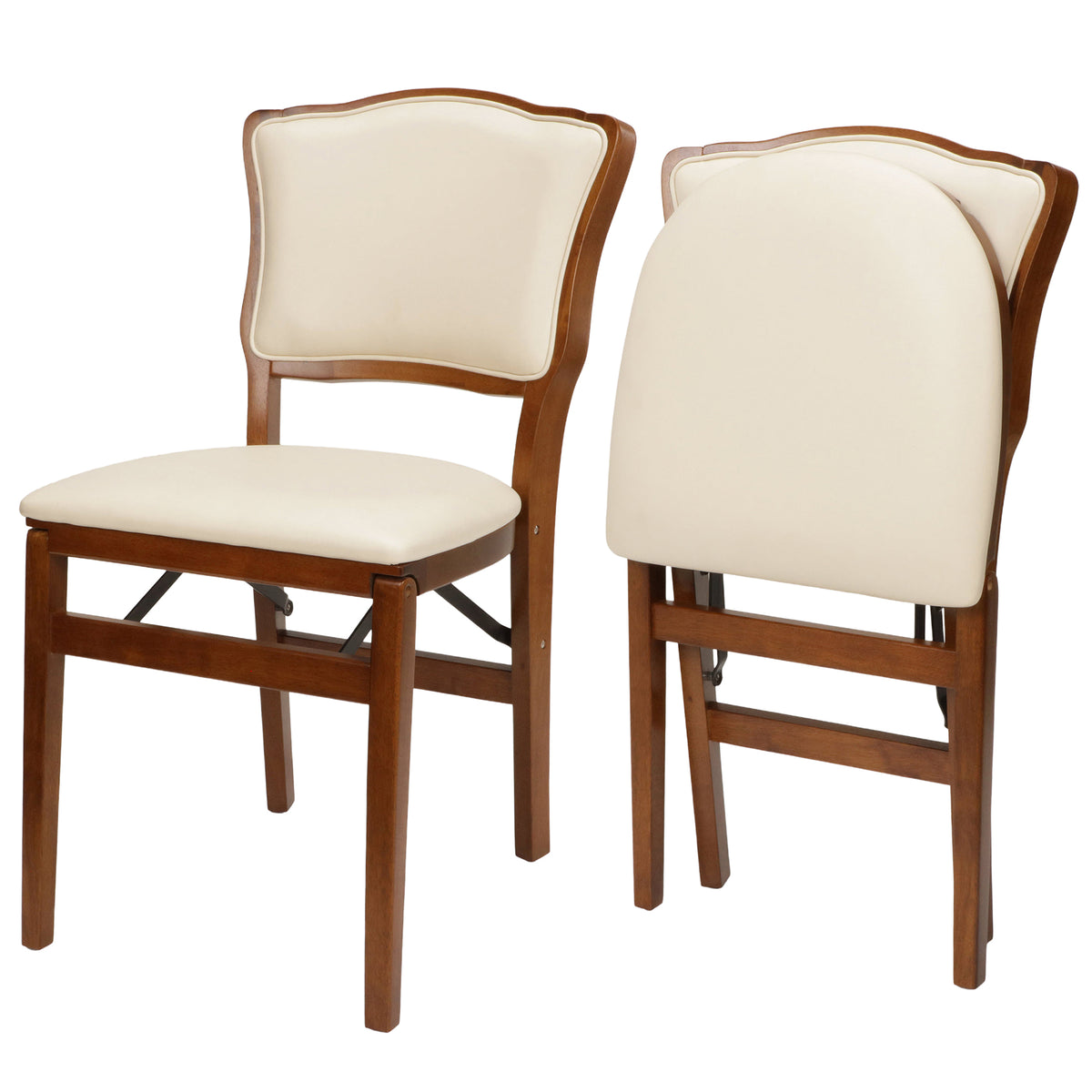 Stakmore 2 Pack French Fabric Upholstered Seat Folding Chair Set, Fruitwood - VMInnovations