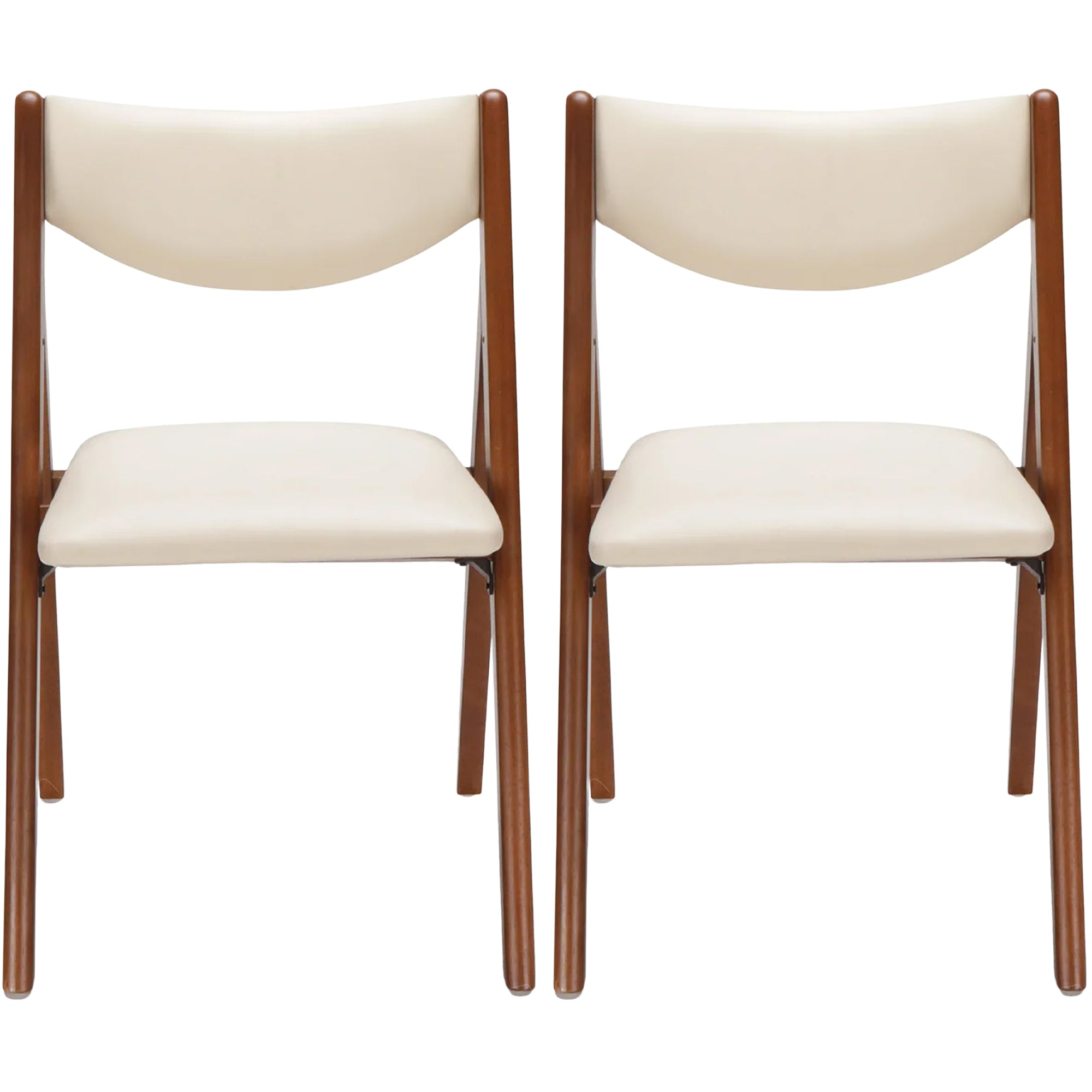 Stakmore 2Pk Retro Modern Wood Folding Chair, Padded Upholstered Seat (Open Box) - VMInnovations