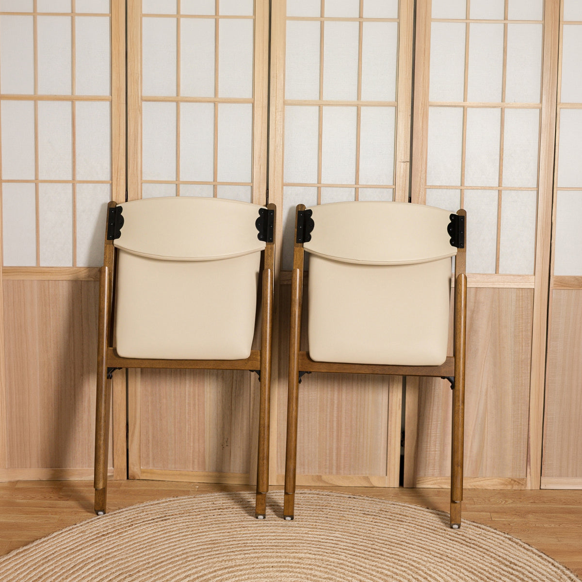 Stakmore 2 Pack Retro Modern Wood Folding Chair, Upholstered Seat, Fruitwood
