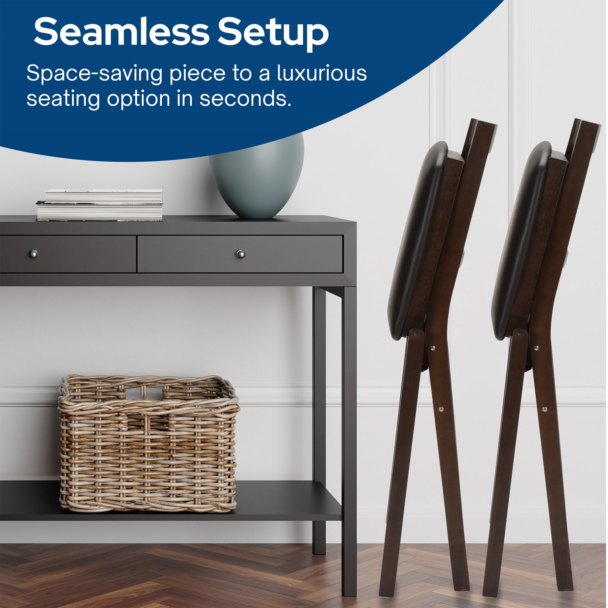 MECO Stakmore Bonded Leather Seat Folding Counter Stools, Espresso (2 Pack) - VMInnovations