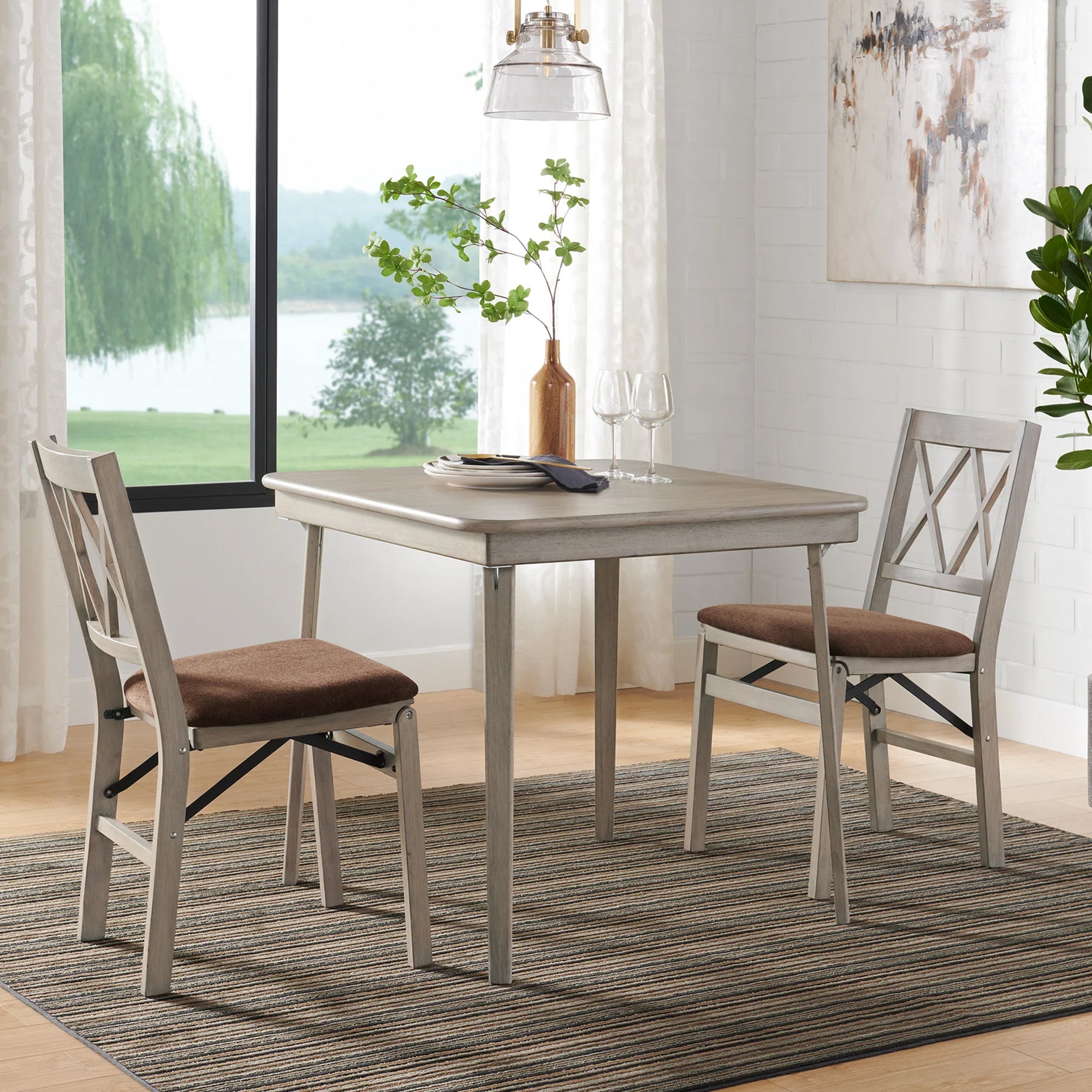 Stakmore 32x32 Wooden Square Folding Card Table, Straight Edge, Driftwood Frame - VMInnovations