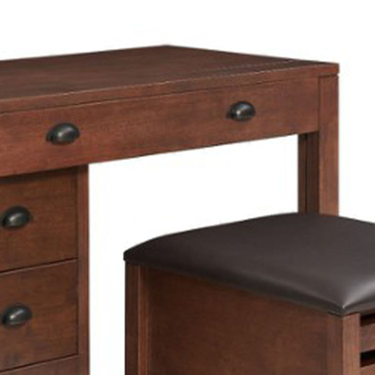 Stakmore Wooden Expanding Desk with Ottoman and 3 Functioning Drawers, Walnut - VMInnovations