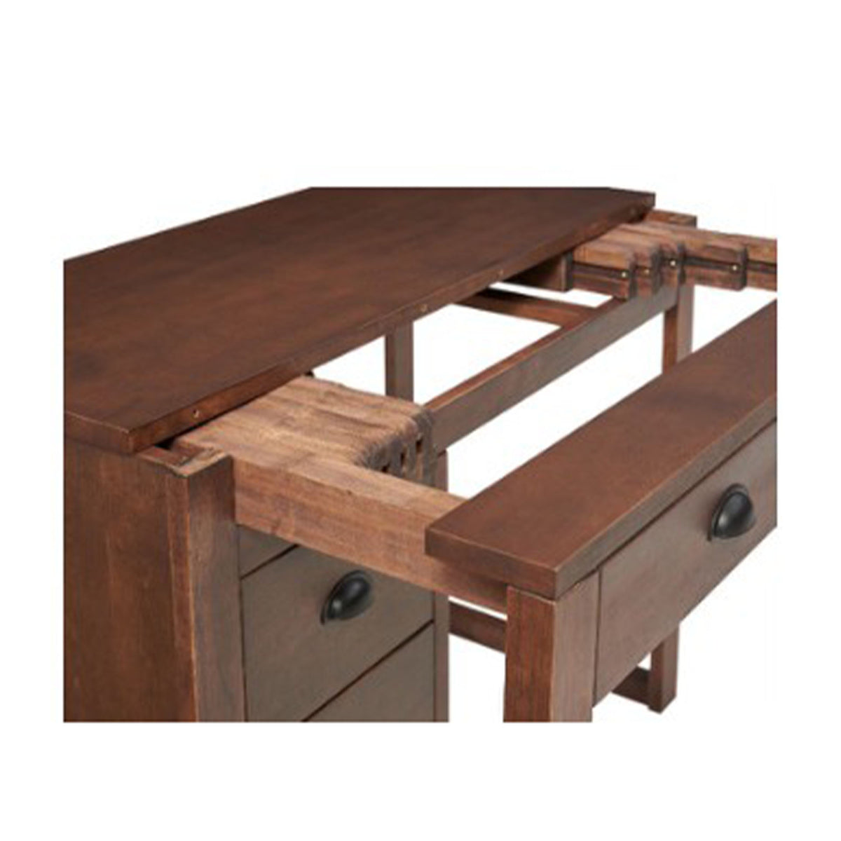 Stakmore Wooden Expanding Desk with Ottoman and 3 Functioning Drawers, Walnut - VMInnovations