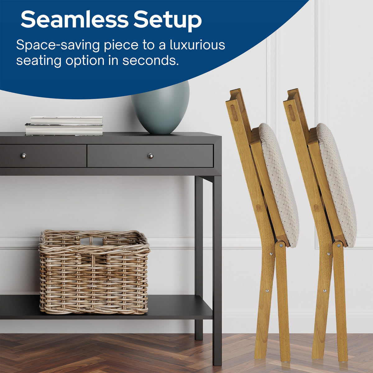 Stackmore Arts and Craft Wooden Folding Chairs with Padded Seats Set (Open Box)